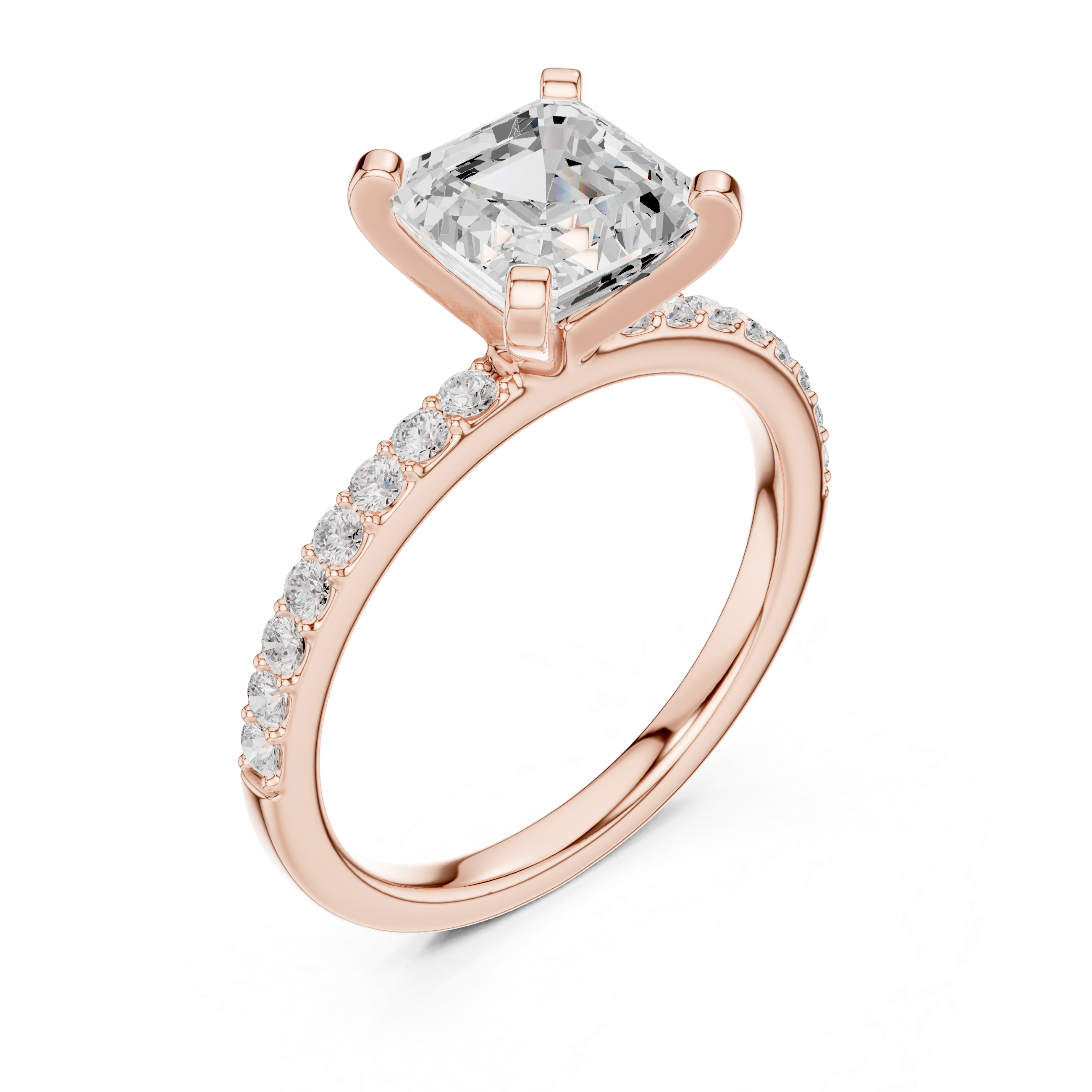 Timeless Asscher-Cut Pavé Solitaire Ring