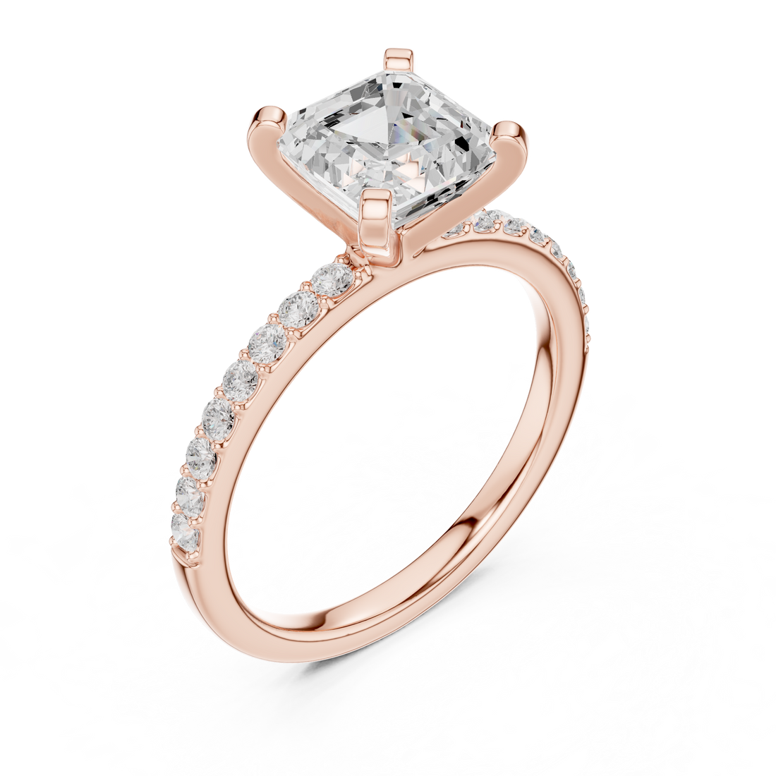 Timeless Asscher-Cut Pavé Solitaire Ring