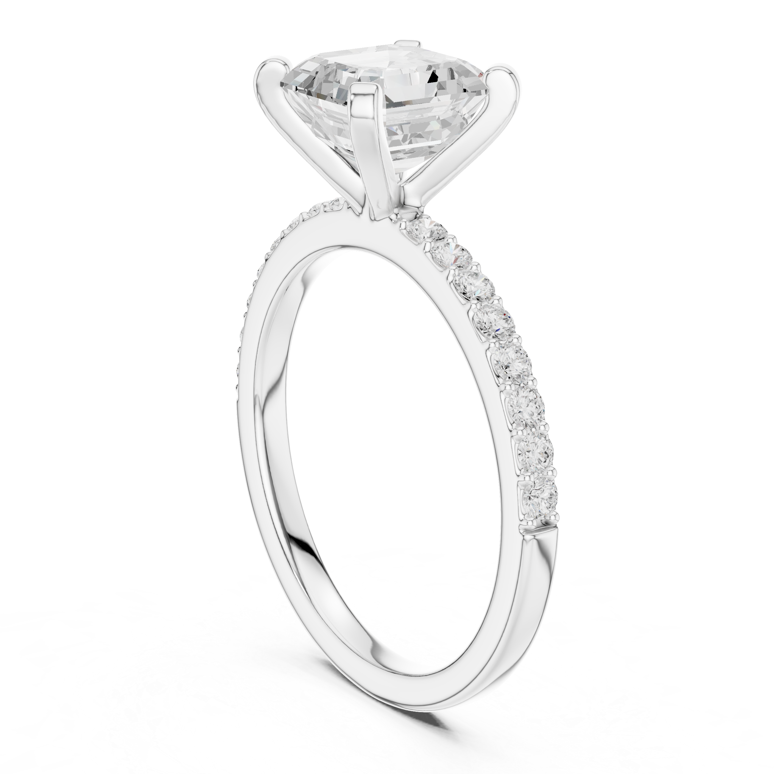 Timeless Asscher-Cut Pavé Solitaire Ring