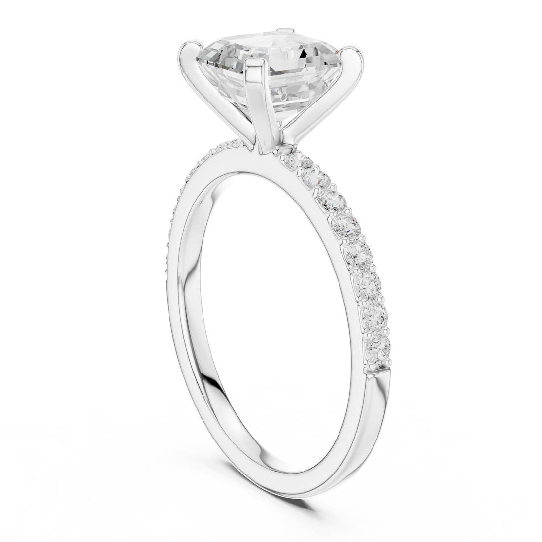 Timeless Asscher-Cut Pavé Solitaire Ring