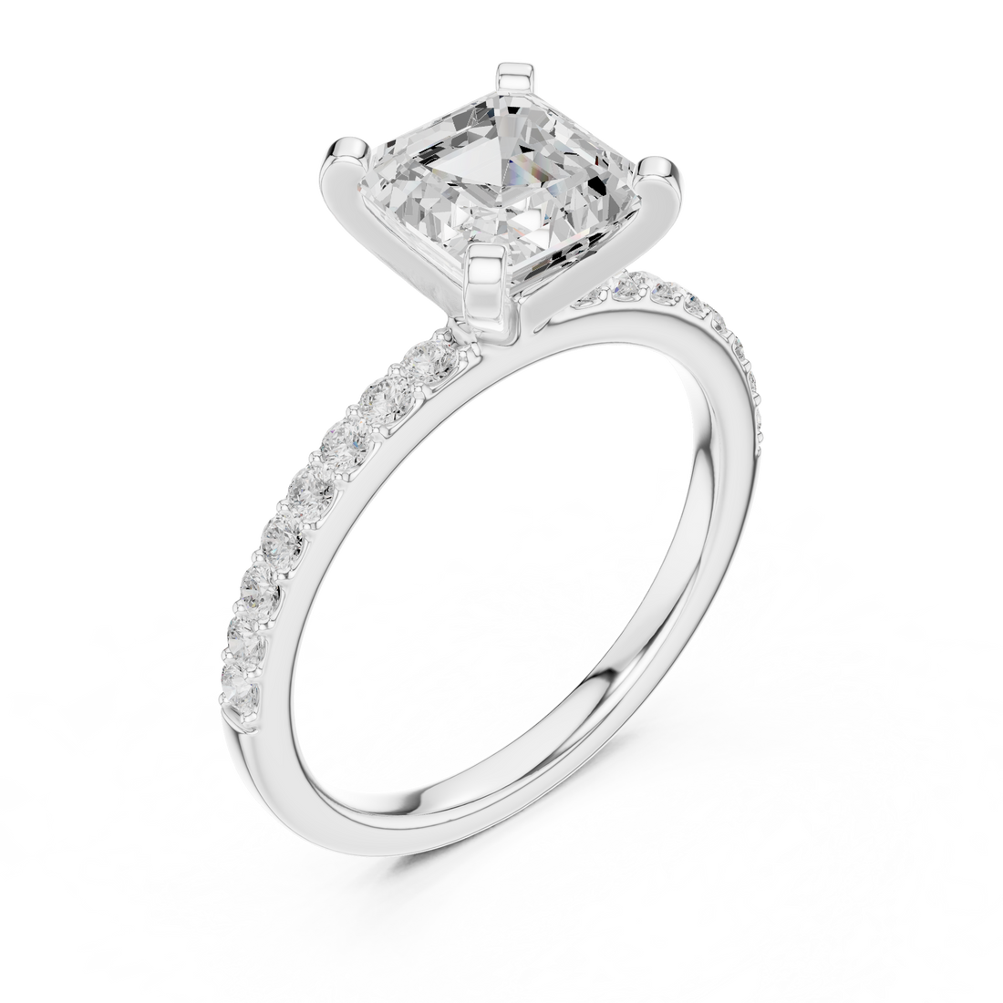 Timeless Asscher-Cut Pavé Solitaire Ring