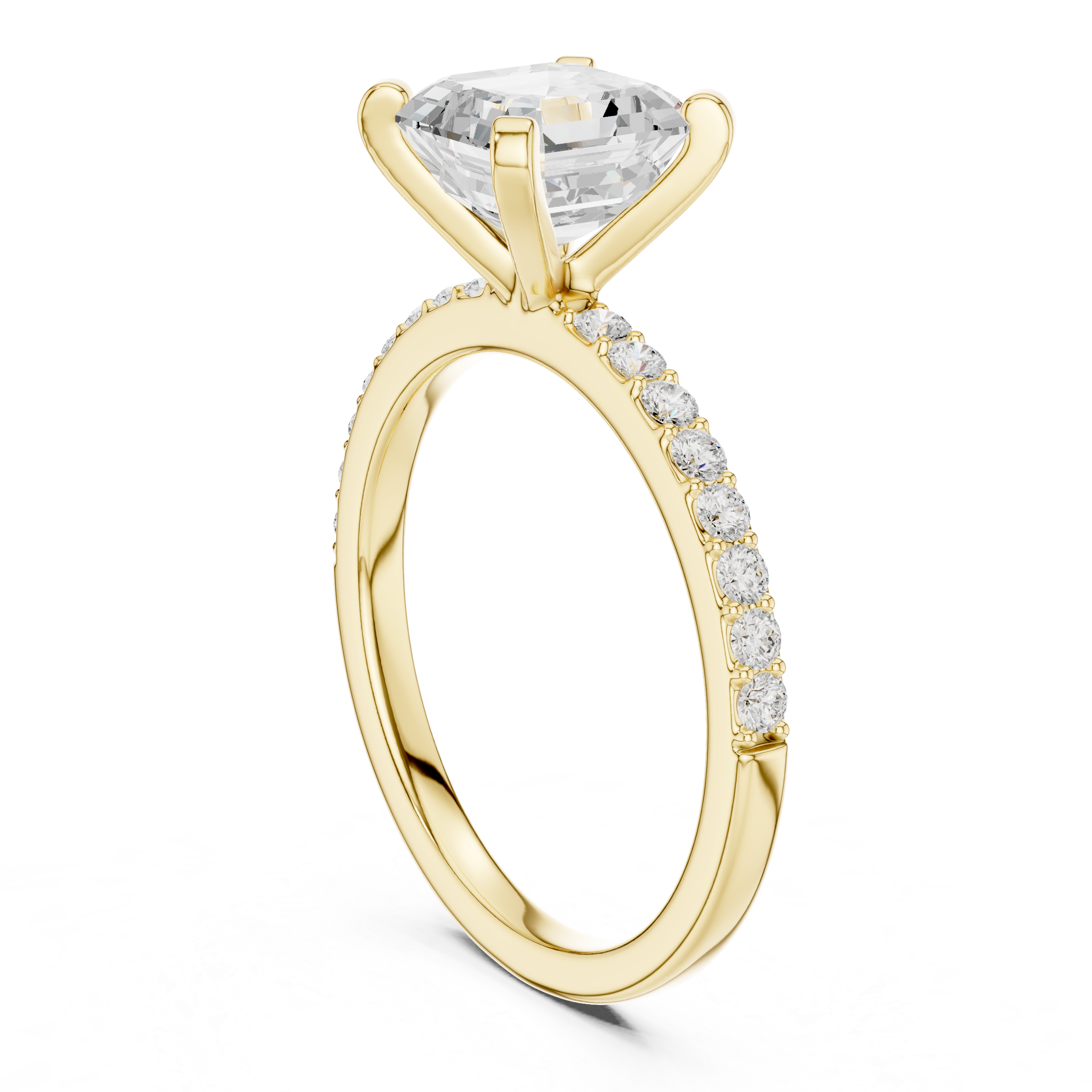 Timeless Asscher-Cut Pavé Solitaire Ring