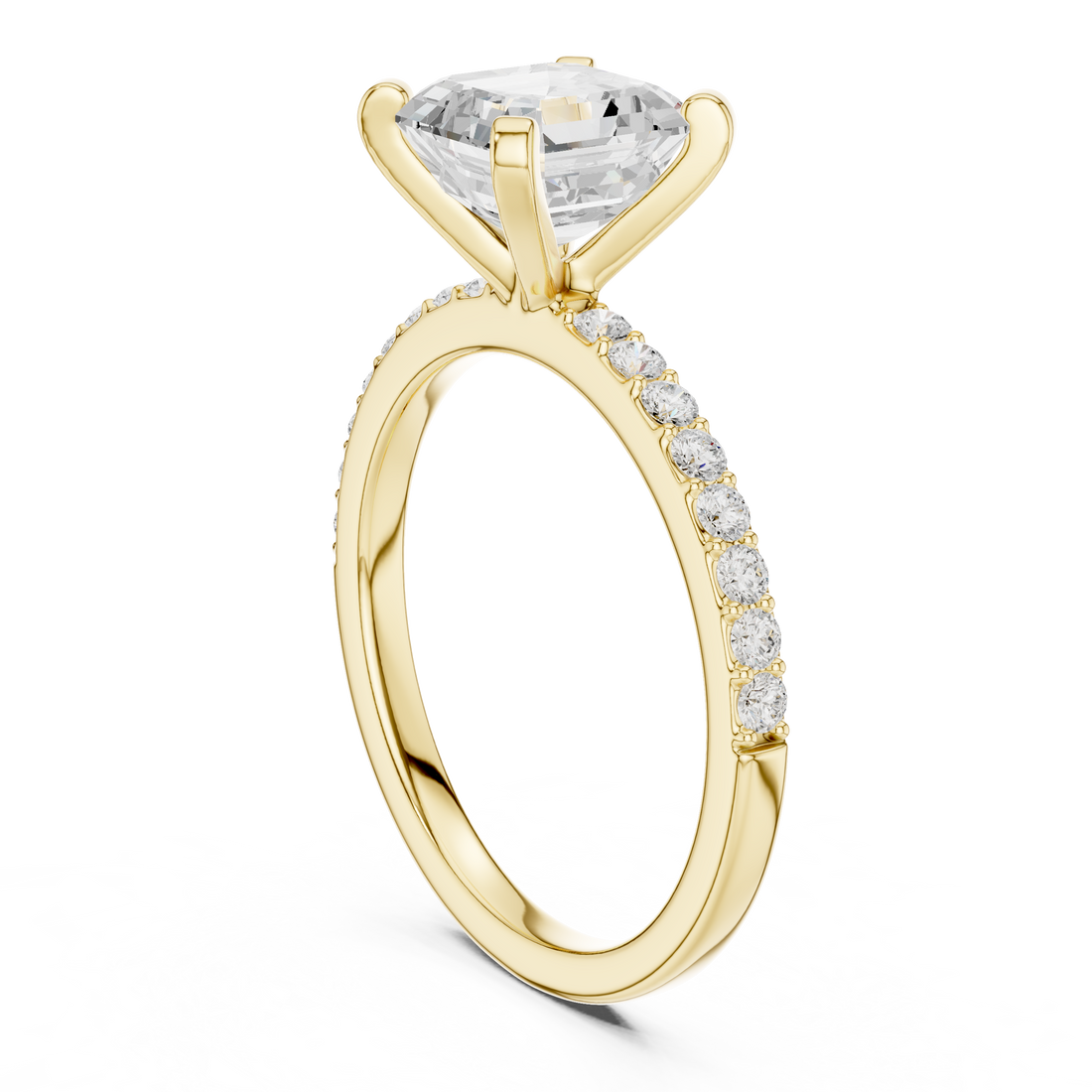 Timeless Asscher-Cut Pavé Solitaire Ring
