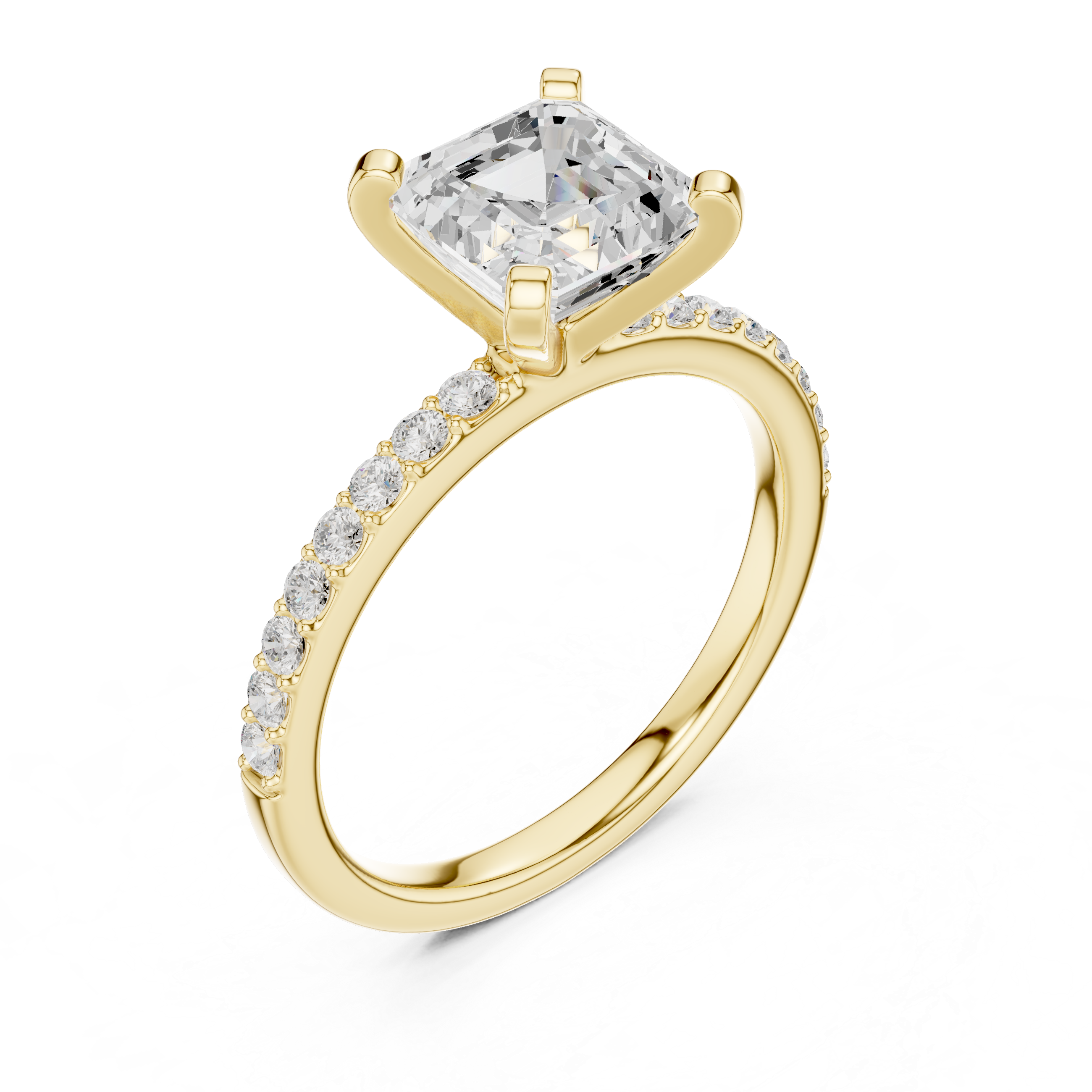 Timeless Asscher-Cut Pavé Solitaire Ring