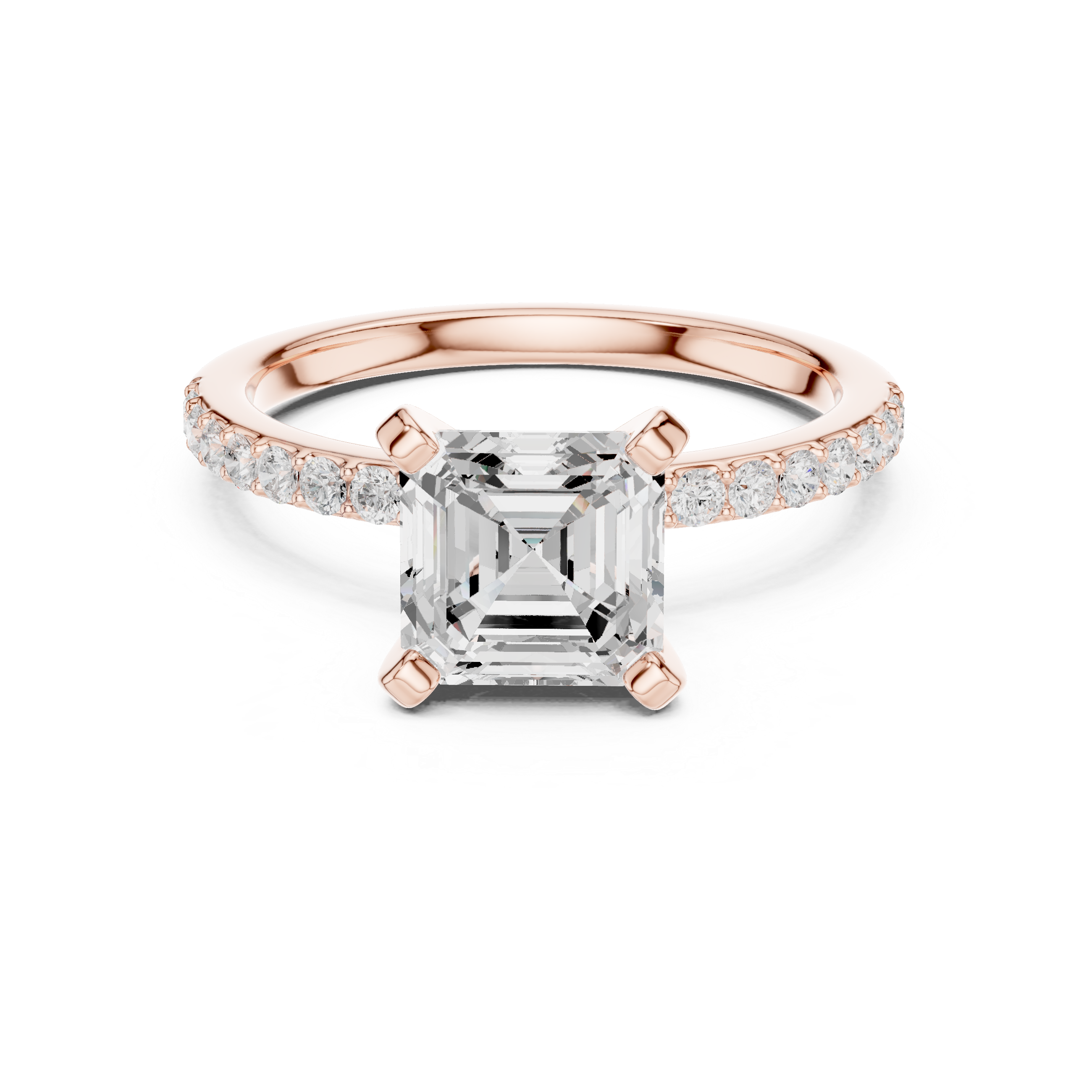 Timeless Asscher-Cut Pavé Solitaire Ring