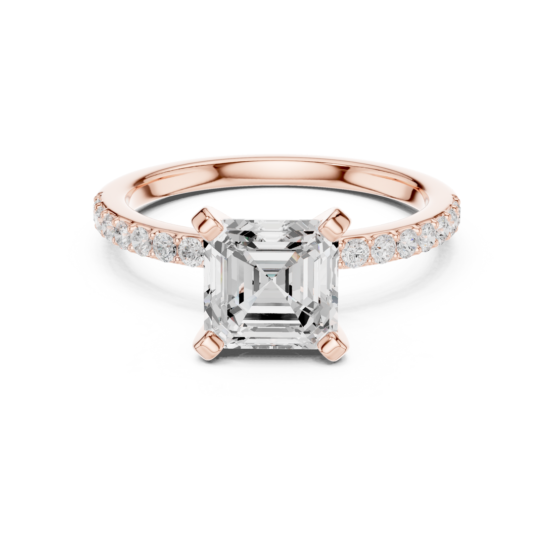 Timeless Asscher-Cut Pavé Solitaire Ring