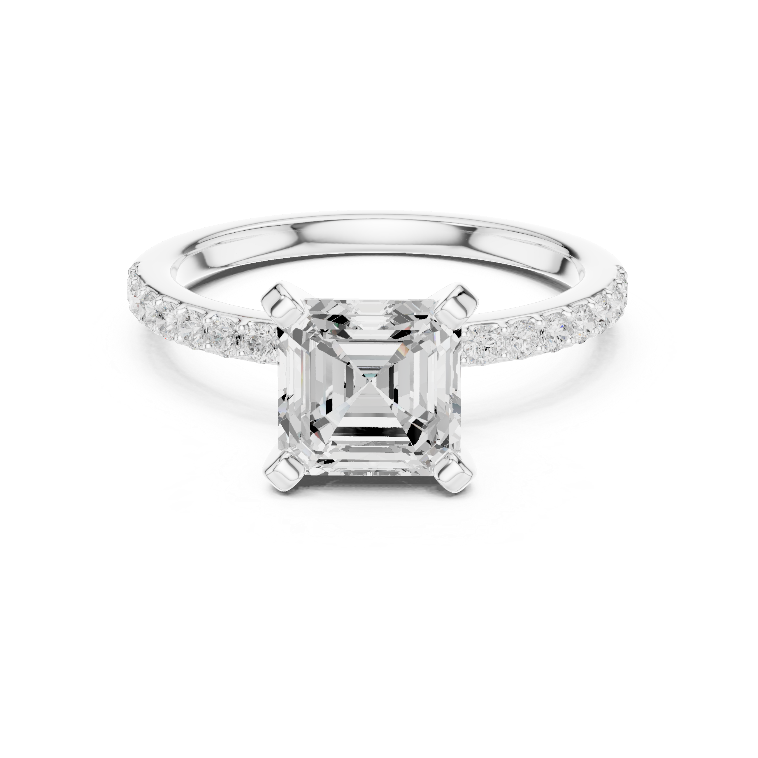 Timeless Asscher-Cut Pavé Solitaire Ring