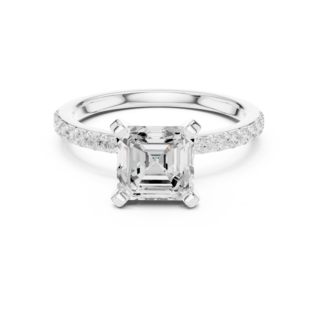 Timeless Asscher-Cut Pavé Solitaire Ring