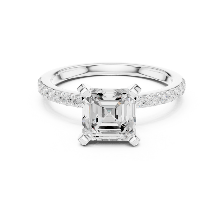 Timeless Asscher-Cut Pavé Solitaire Ring