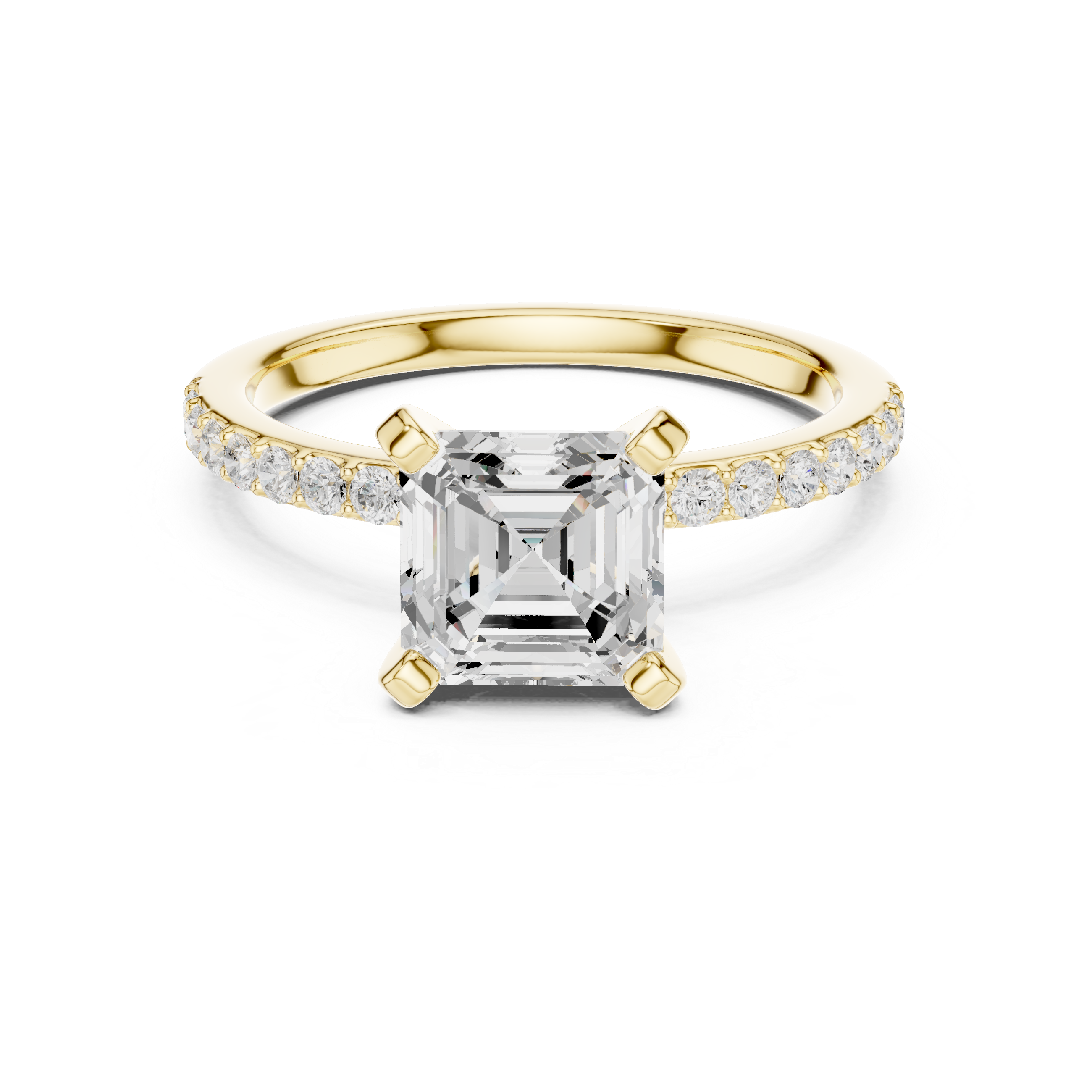 Timeless Asscher-Cut Pavé Solitaire Ring