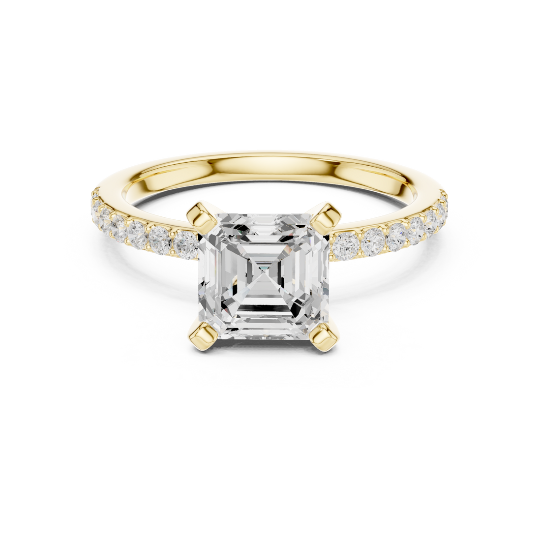Timeless Asscher-Cut Pavé Solitaire Ring