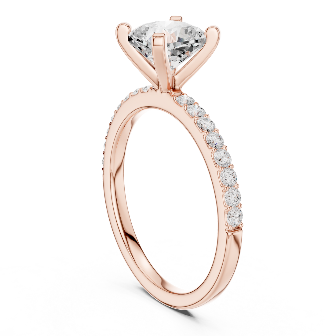Classic Cushion-Cut Pavé Solitaire Ring