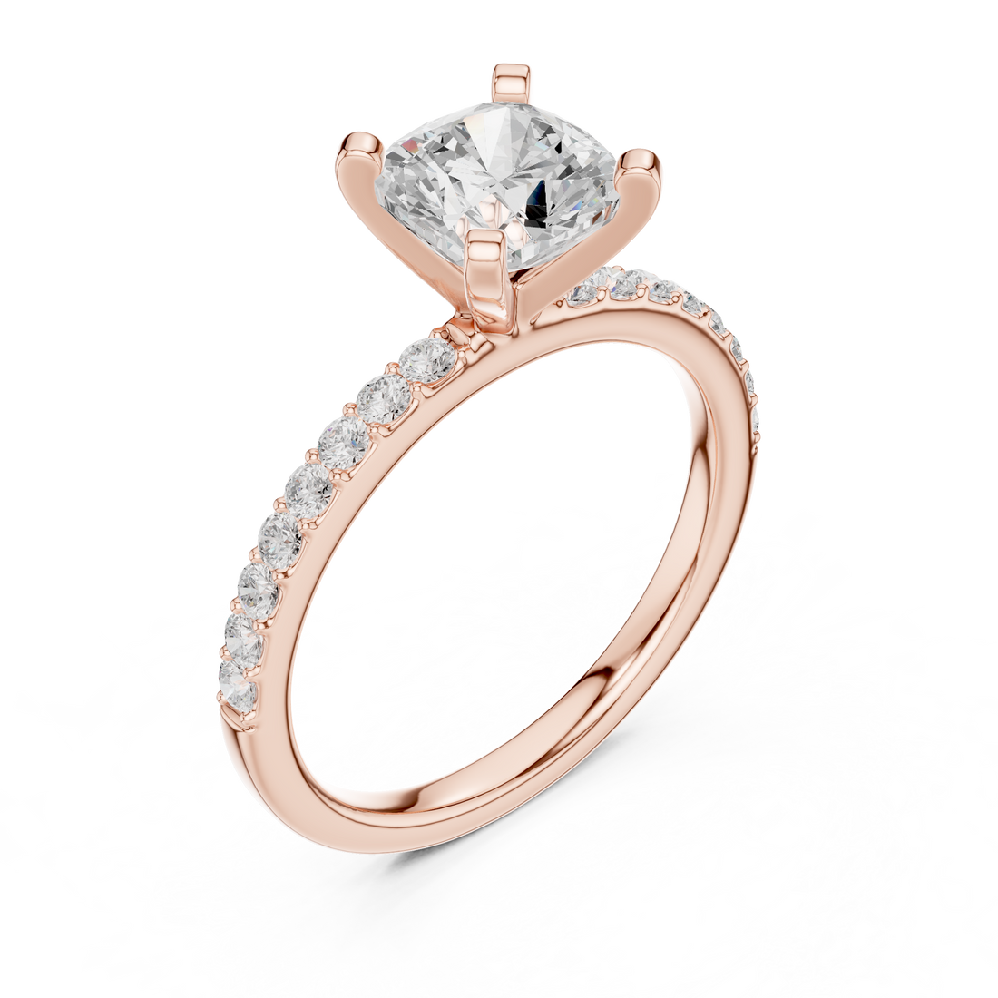 Classic Cushion-Cut Pavé Solitaire Ring