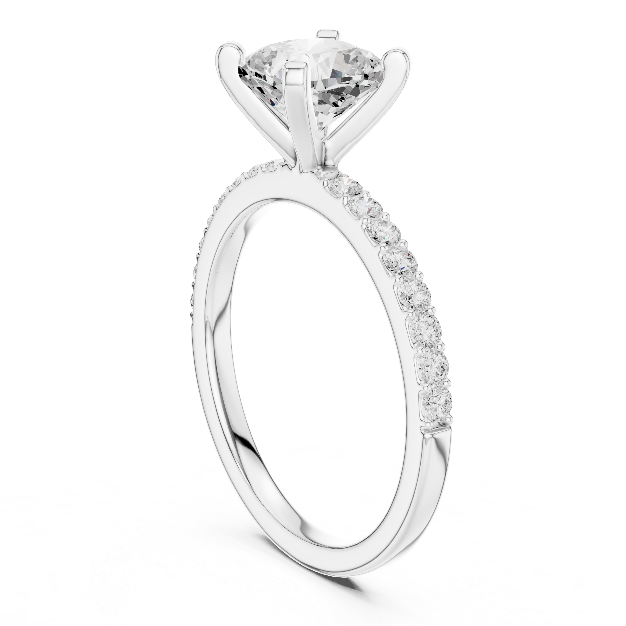 Classic Cushion-Cut Pavé Solitaire Ring