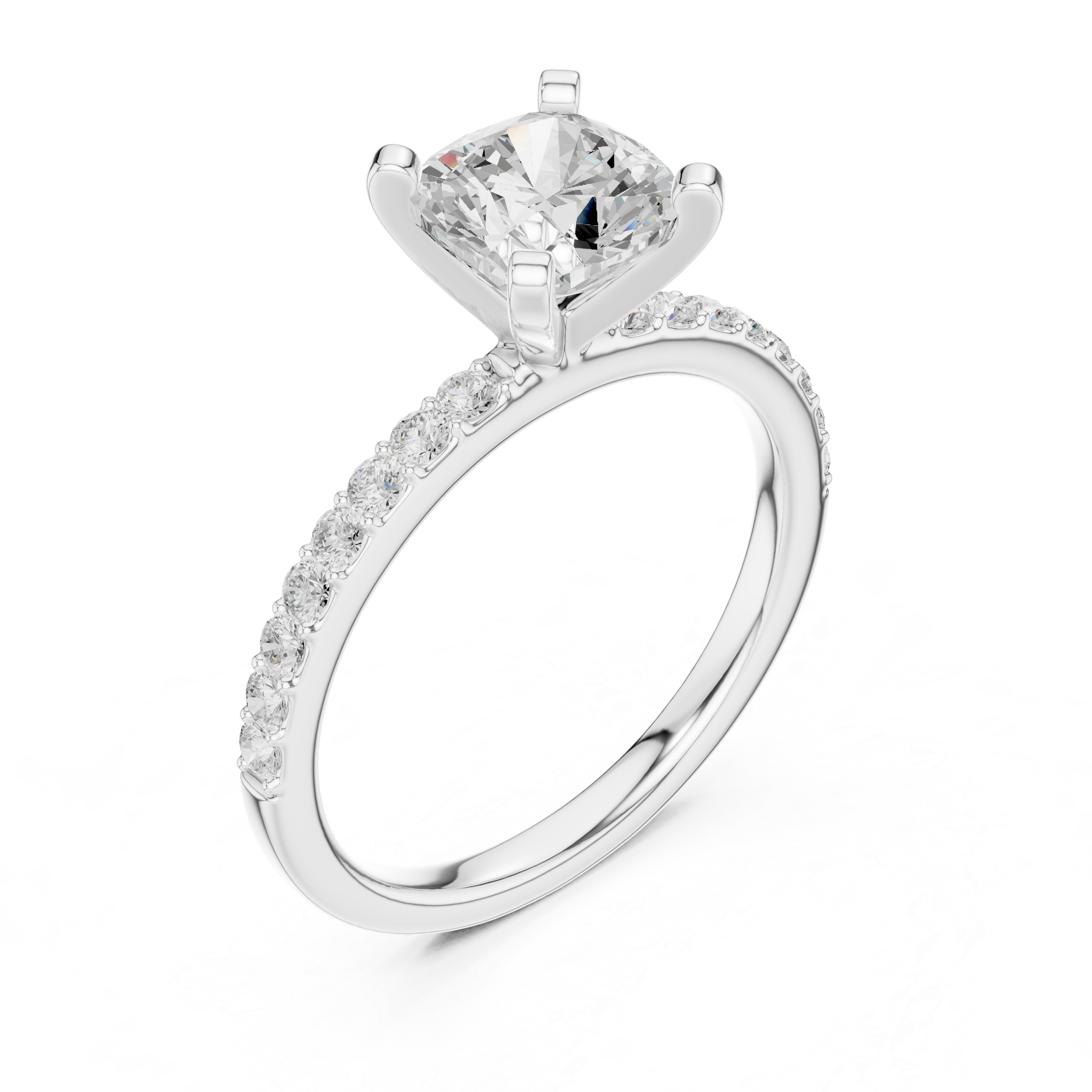 Classic Cushion-Cut Pavé Solitaire Ring