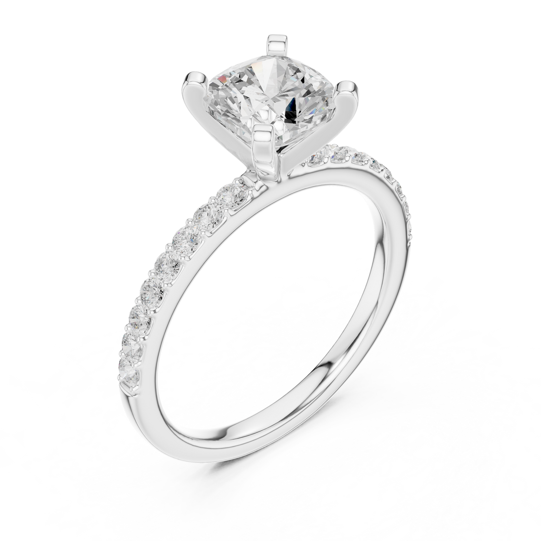 Classic Cushion-Cut Pavé Solitaire Ring