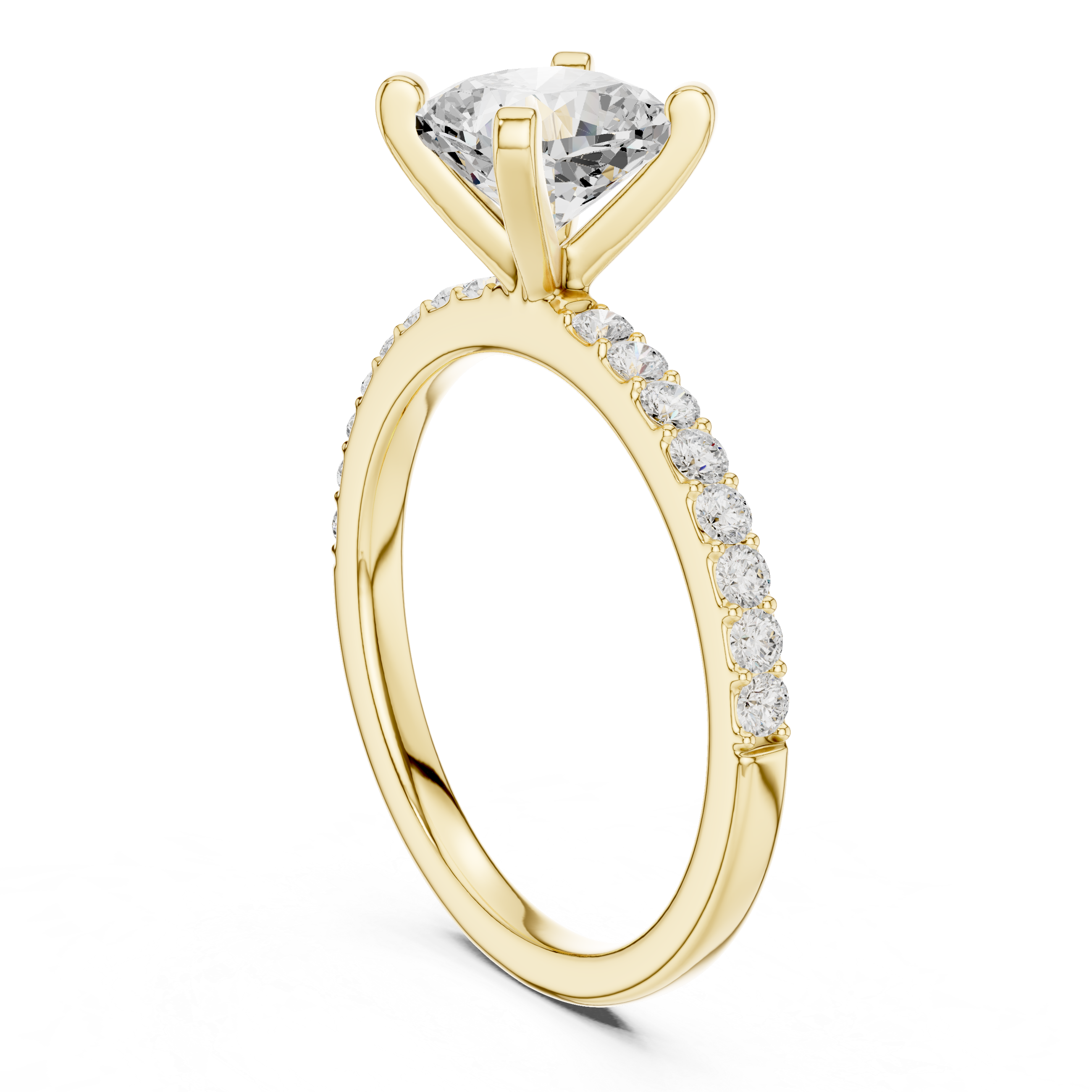 Classic Cushion-Cut Pavé Solitaire Ring
