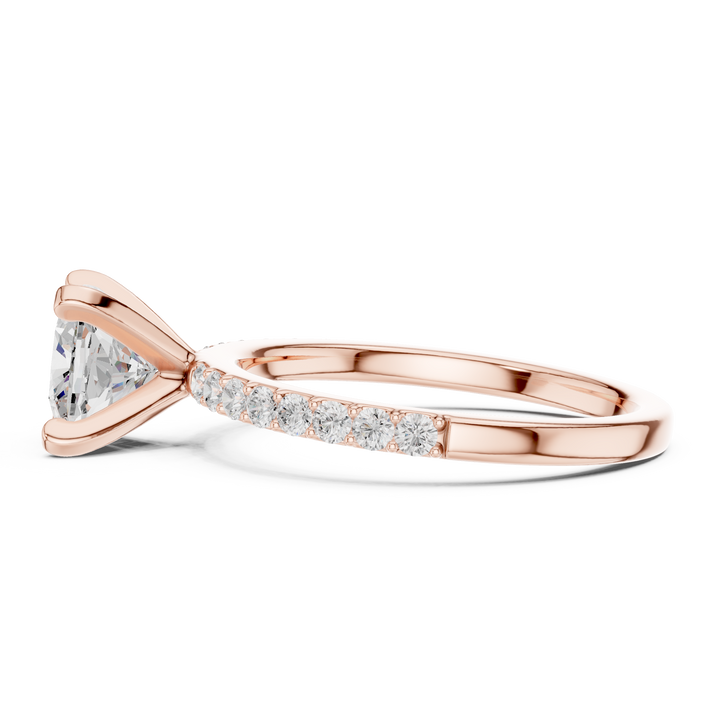 Classic Cushion-Cut Pavé Solitaire Ring