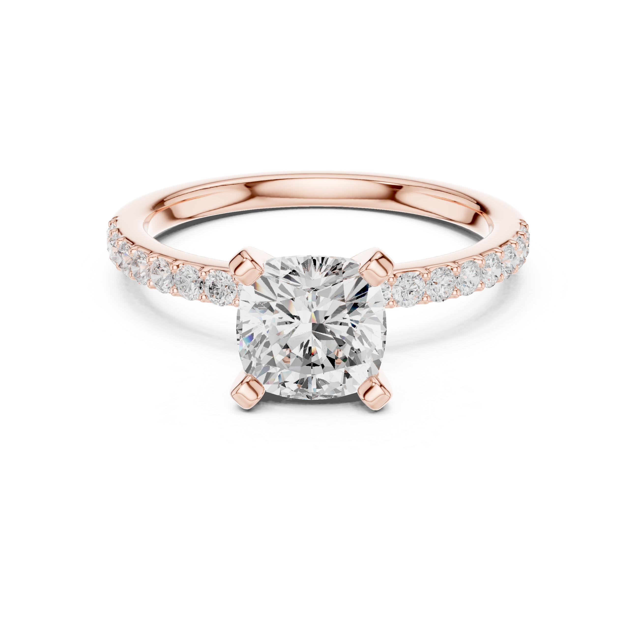 Classic Cushion-Cut Pavé Solitaire Ring