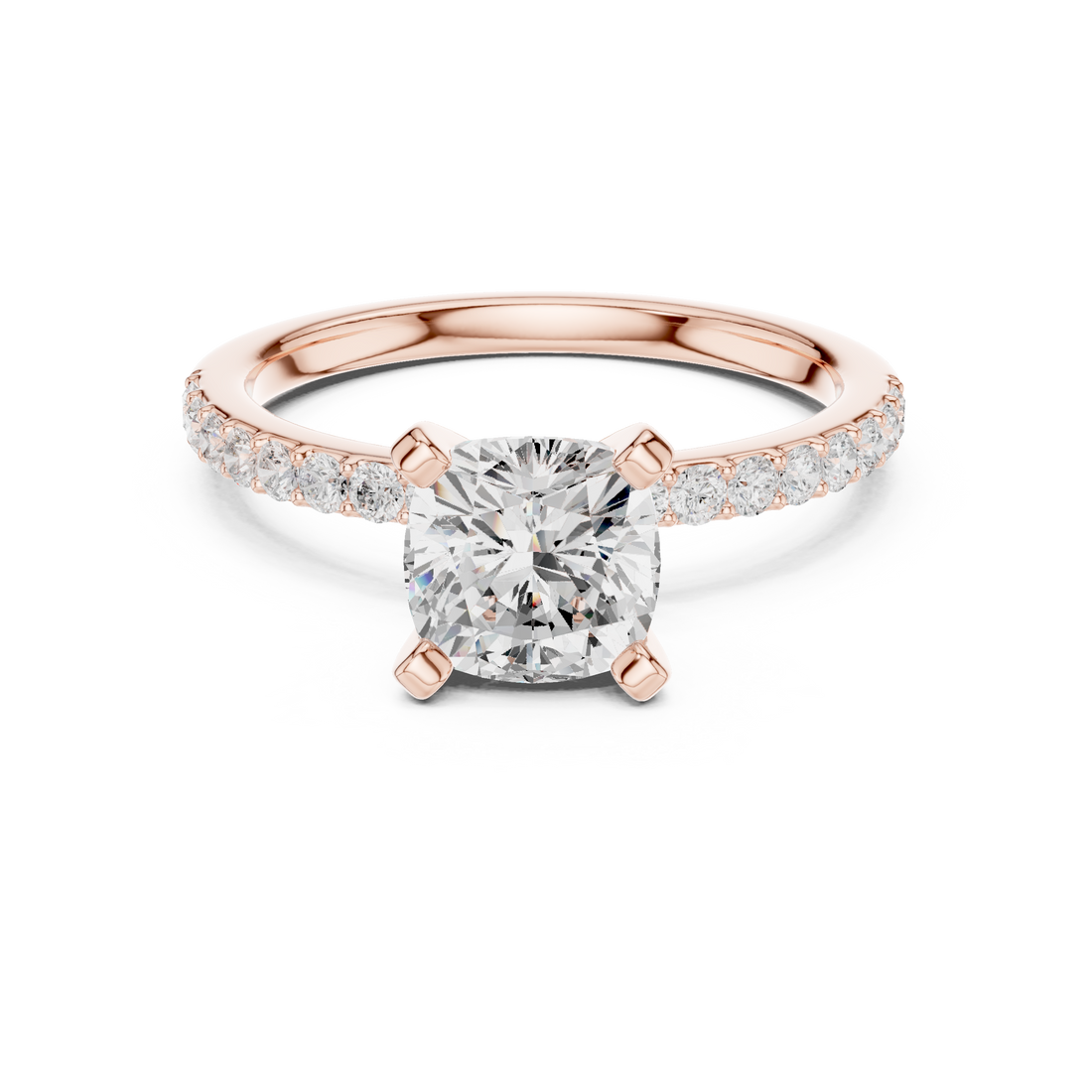 Classic Cushion-Cut Pavé Solitaire Ring