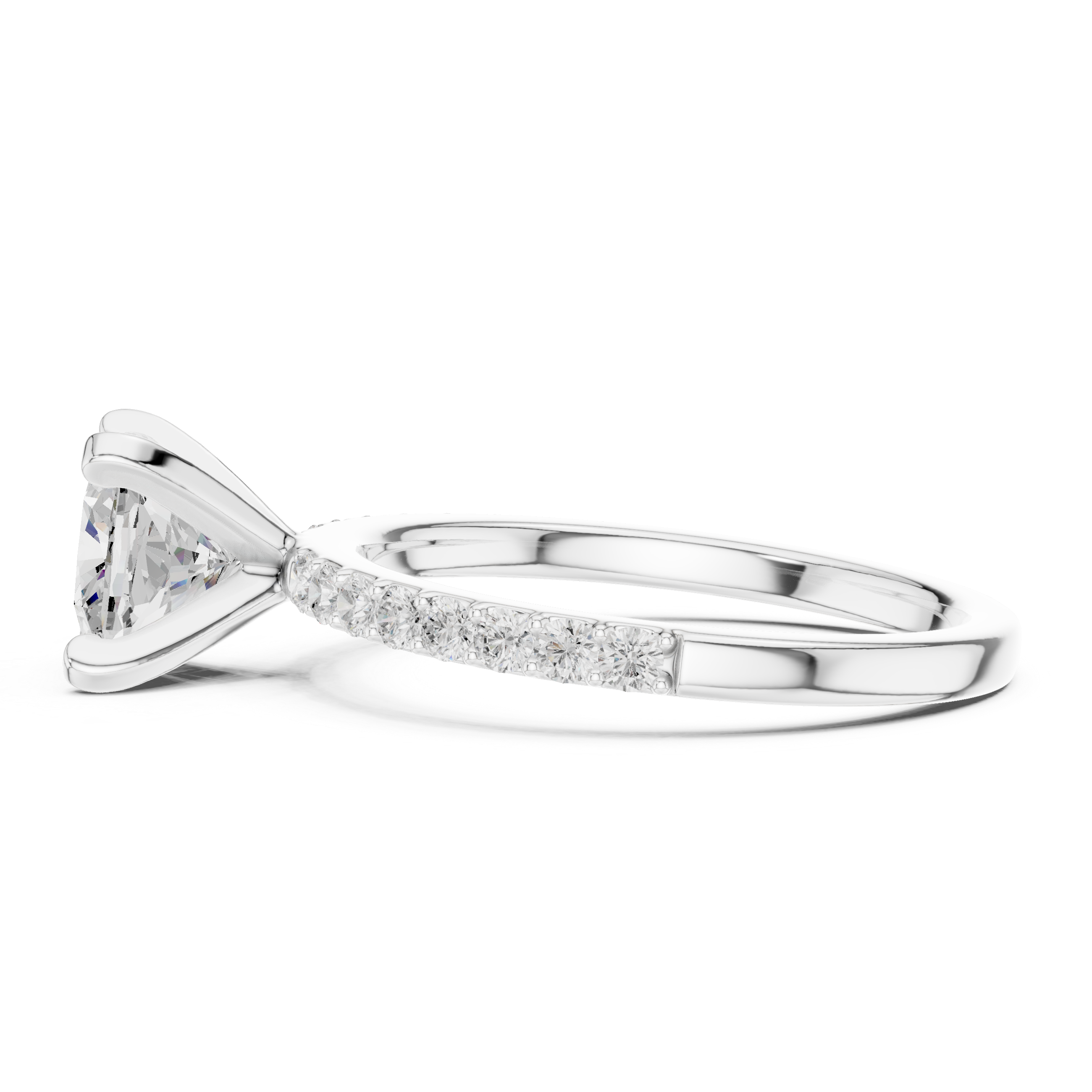 Classic Cushion-Cut Pavé Solitaire Ring
