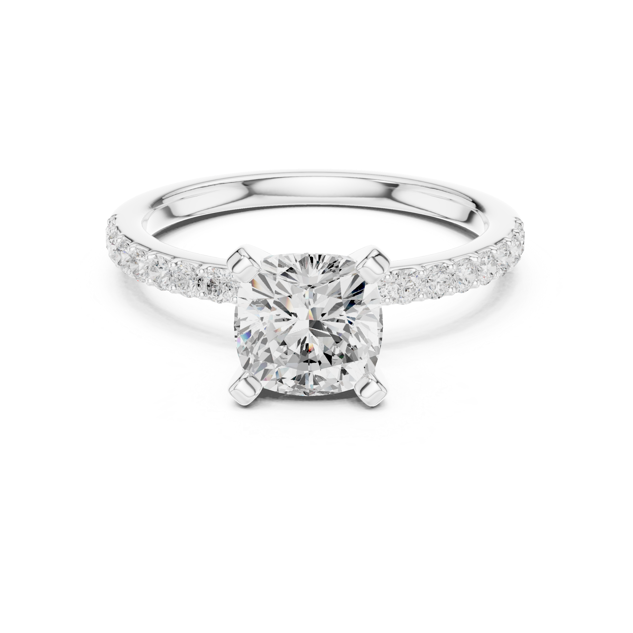 Classic Cushion-Cut Pavé Solitaire Ring