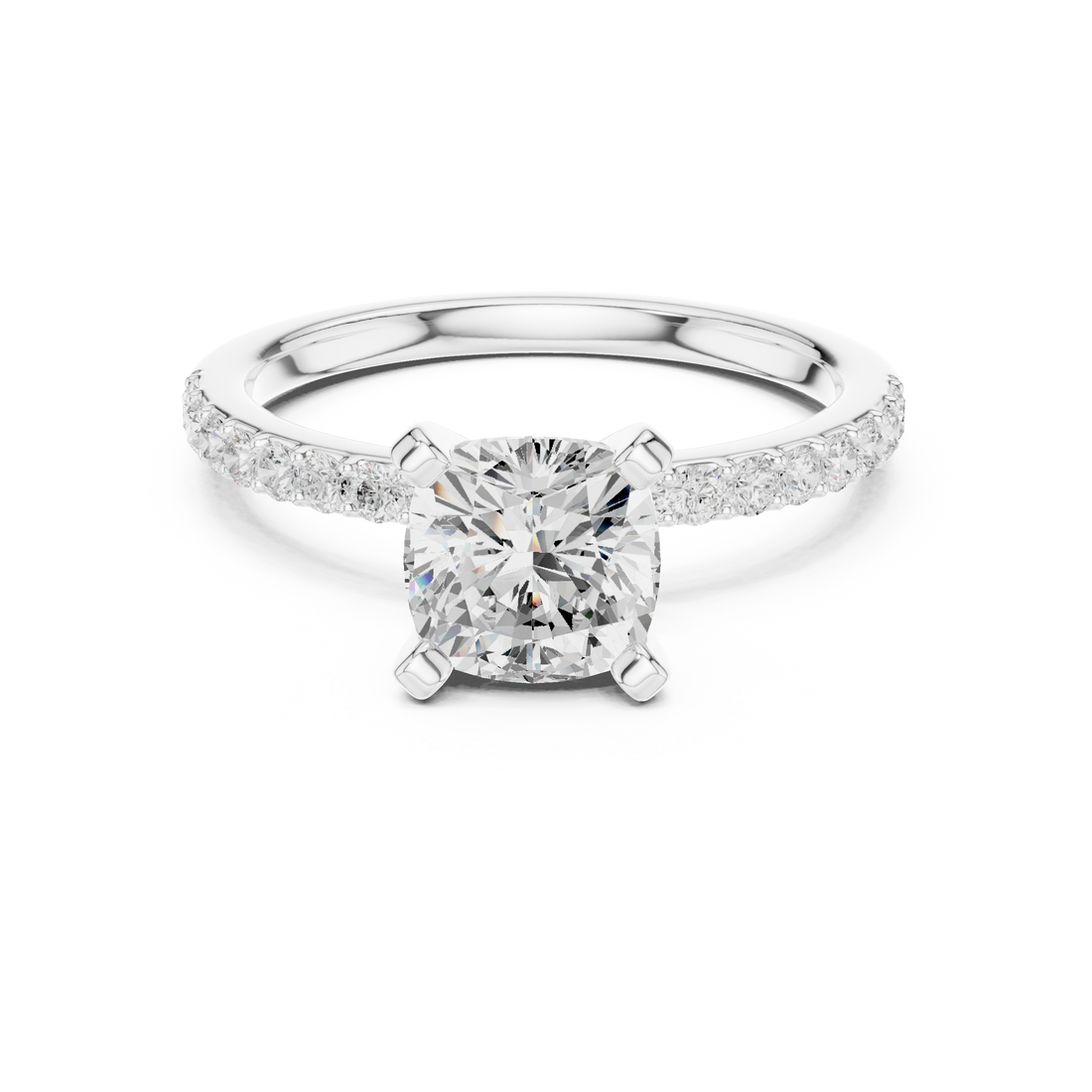 Classic Cushion-Cut Pavé Solitaire Ring