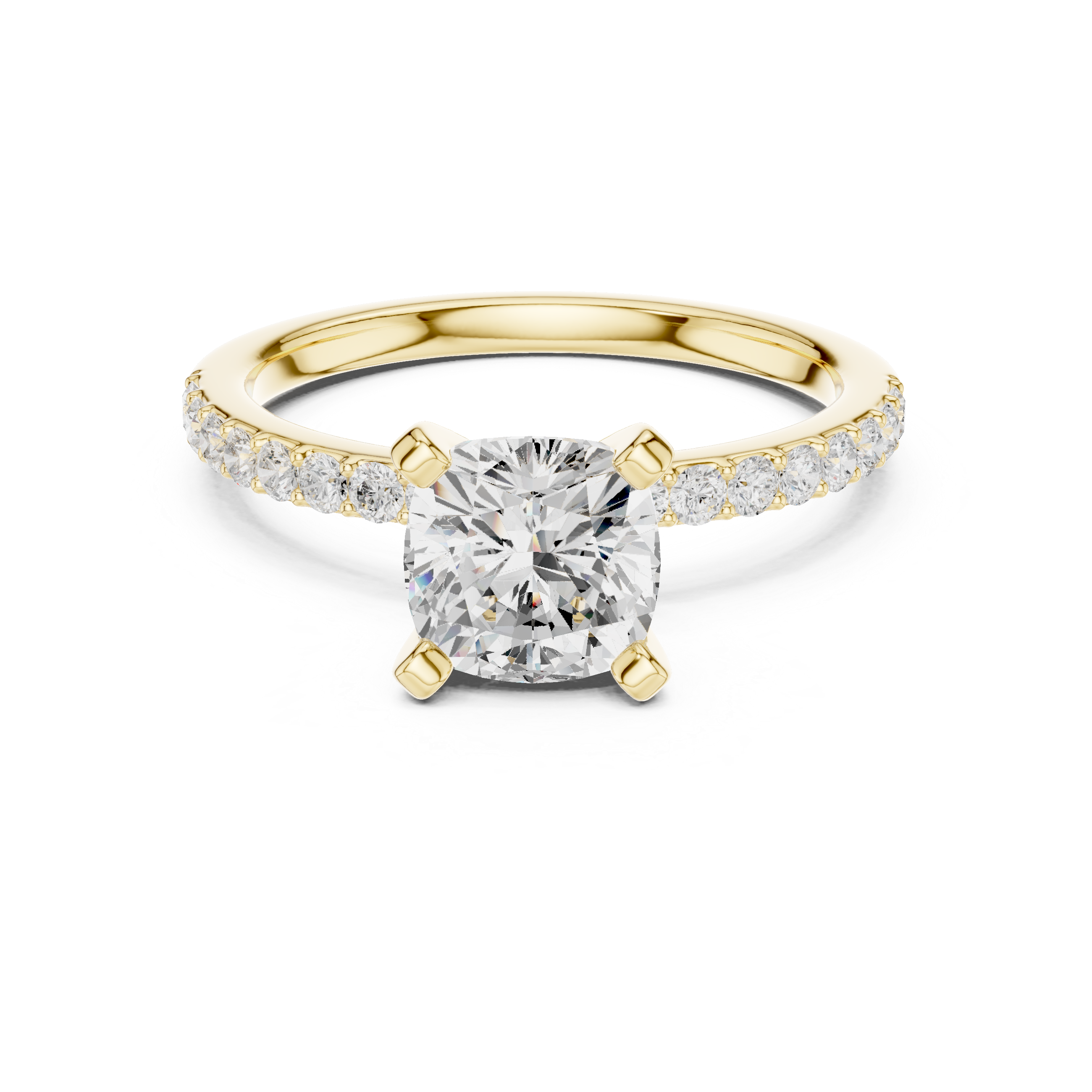 Classic Cushion-Cut Pavé Solitaire Ring