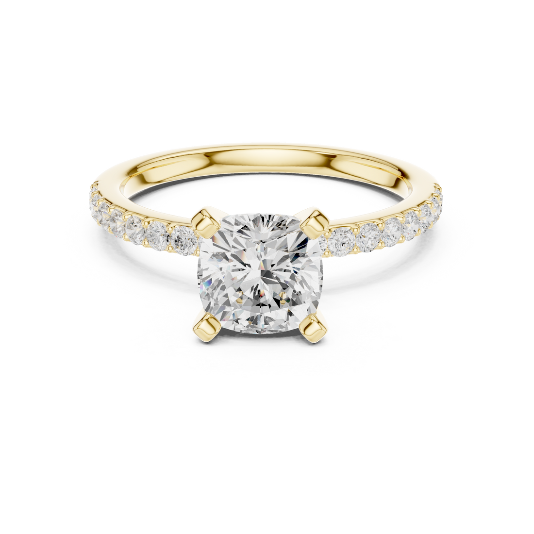 Classic Cushion-Cut Pavé Solitaire Ring