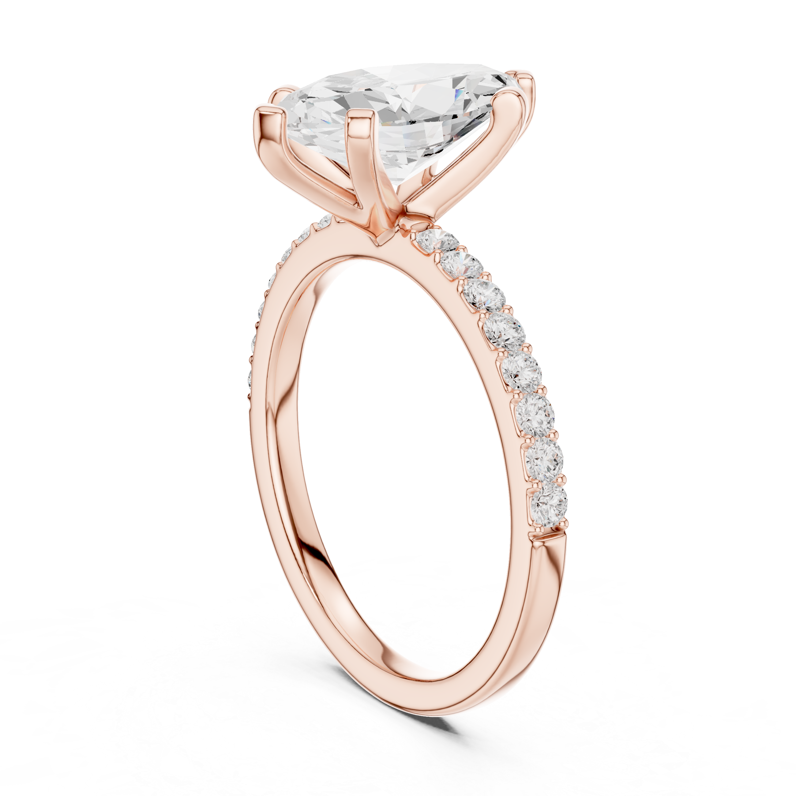 Elegant Marquise-Cut Pavé Solitaire Ring