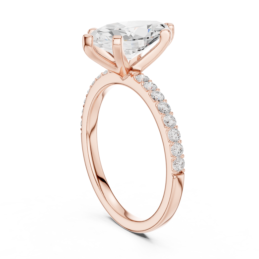 Elegant Marquise-Cut Pavé Solitaire Ring
