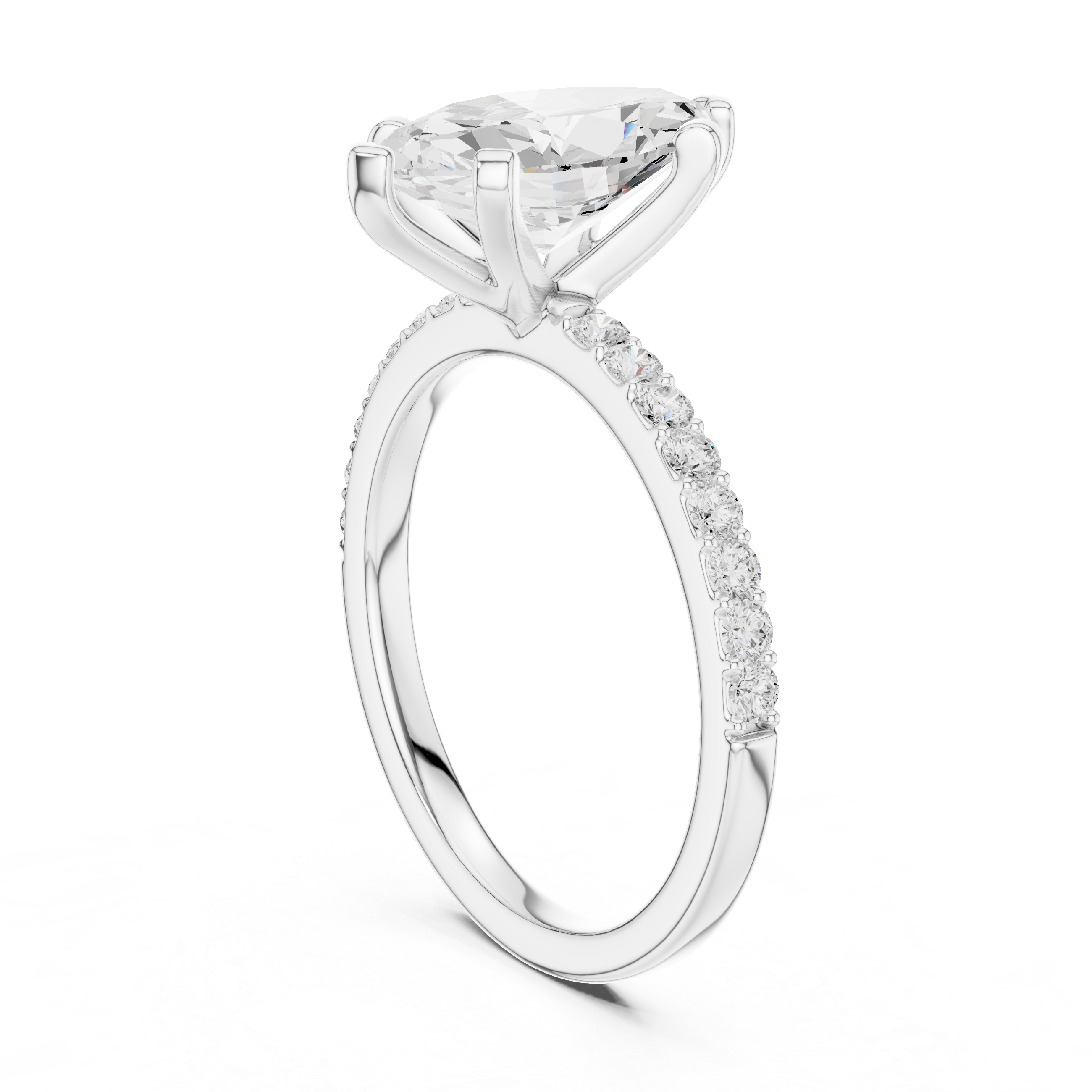 Elegant Marquise-Cut Pavé Solitaire Ring