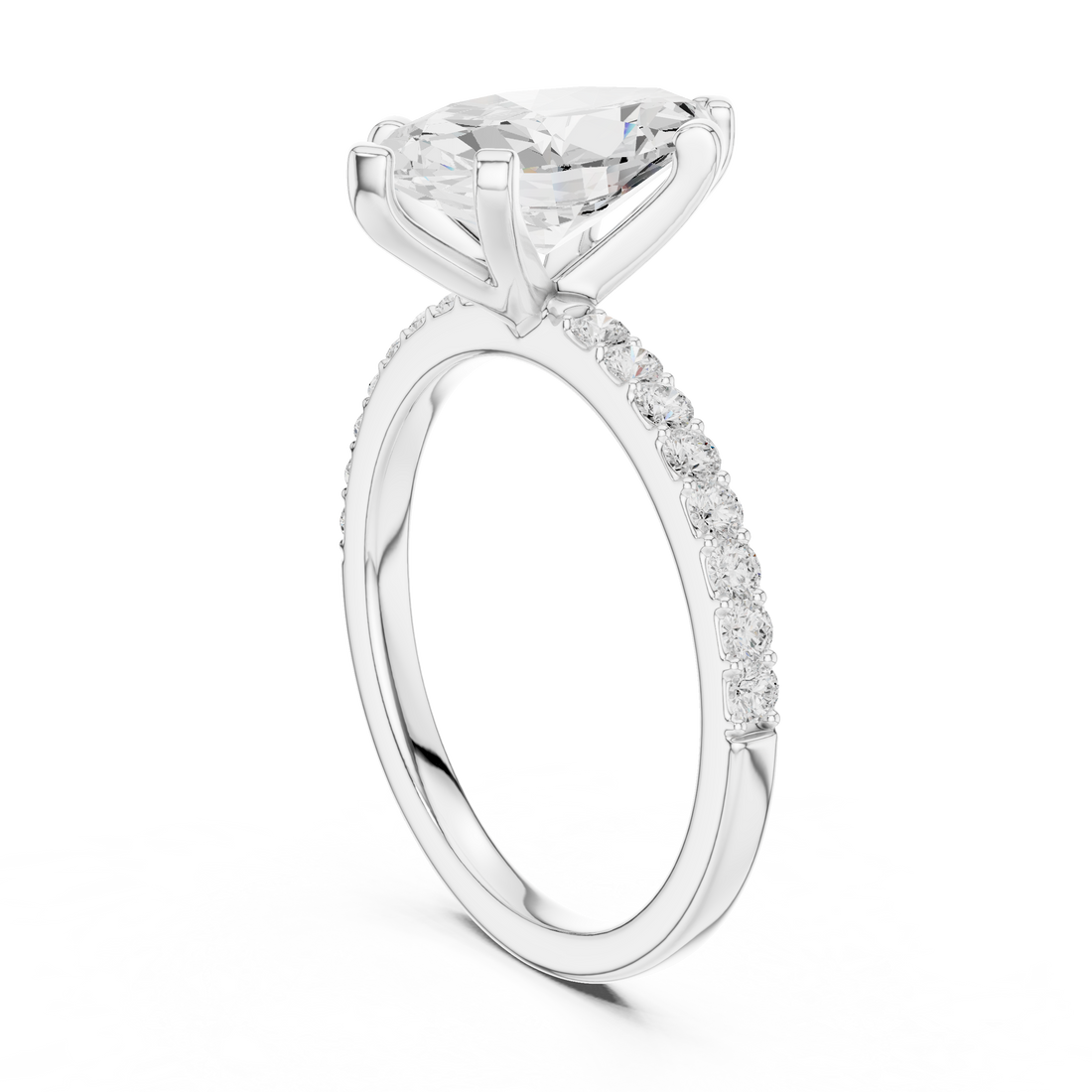 Elegant Marquise-Cut Pavé Solitaire Ring
