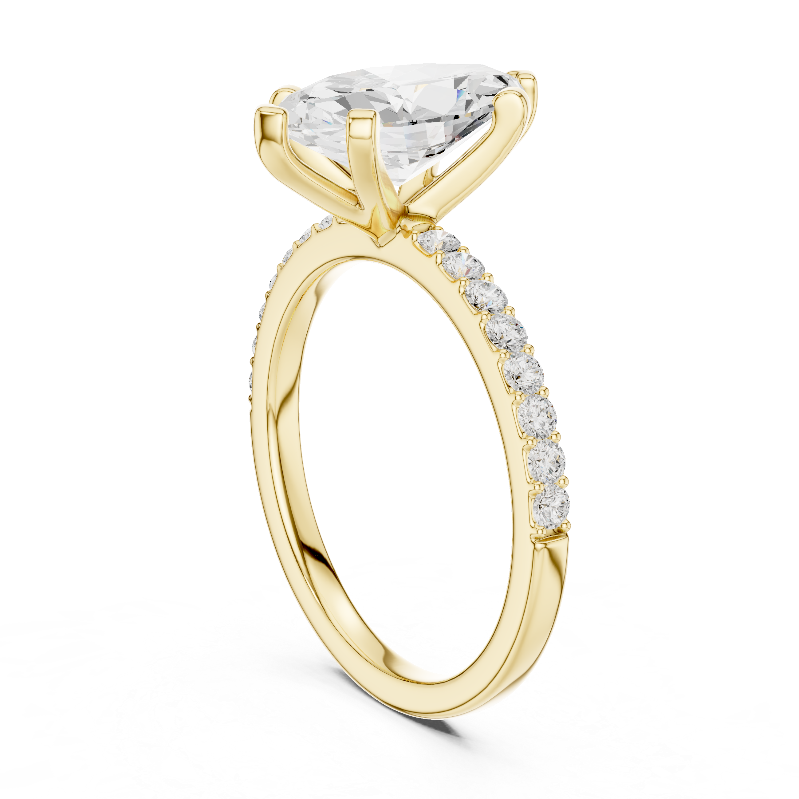 Elegant Marquise-Cut Pavé Solitaire Ring
