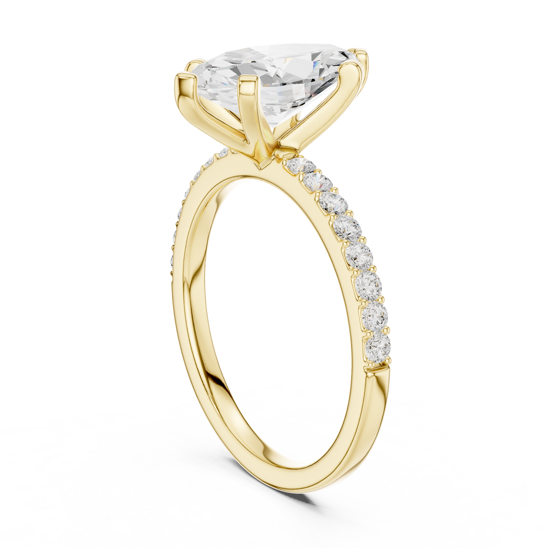 Elegant Marquise-Cut Pavé Solitaire Ring