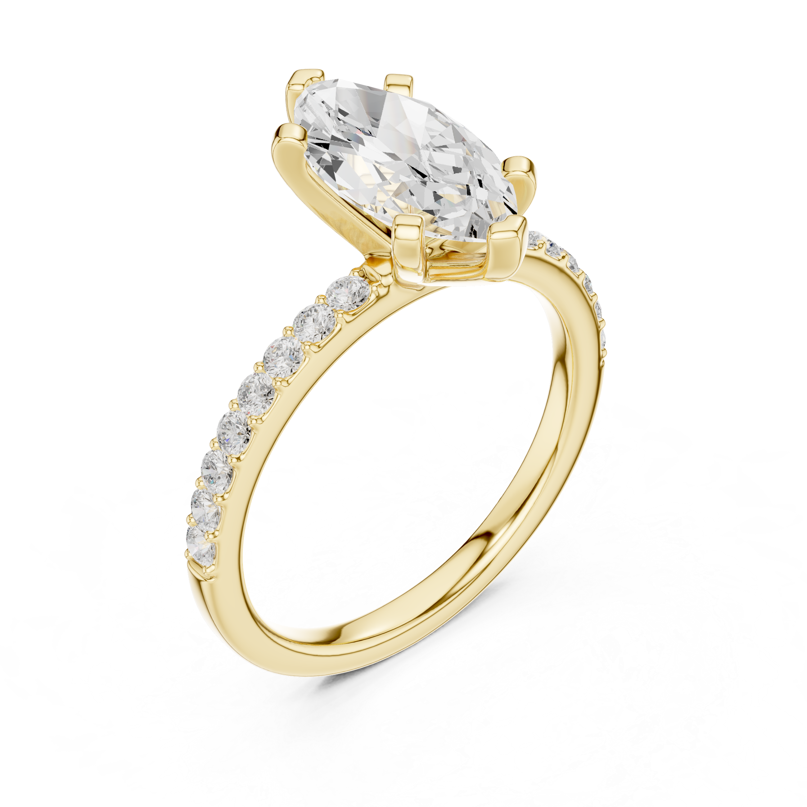 Elegant Marquise-Cut Pavé Solitaire Ring