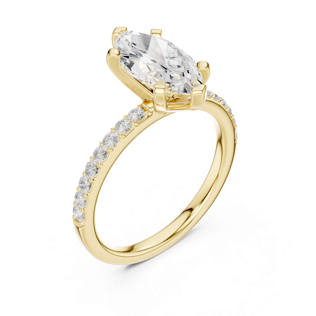 Elegant Marquise-Cut Pavé Solitaire Ring