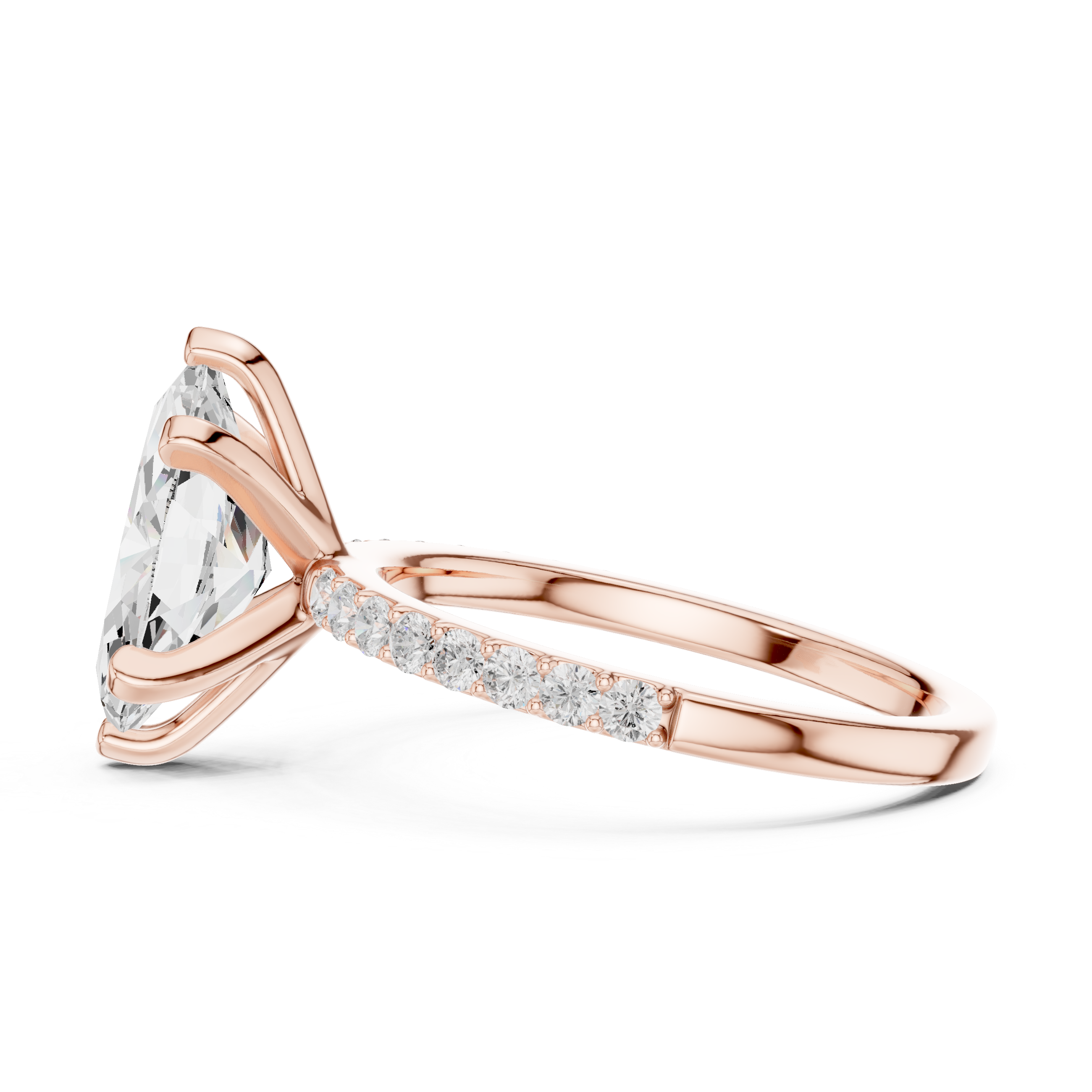 Elegant Marquise-Cut Pavé Solitaire Ring