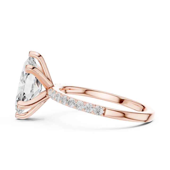 Elegant Marquise-Cut Pavé Solitaire Ring