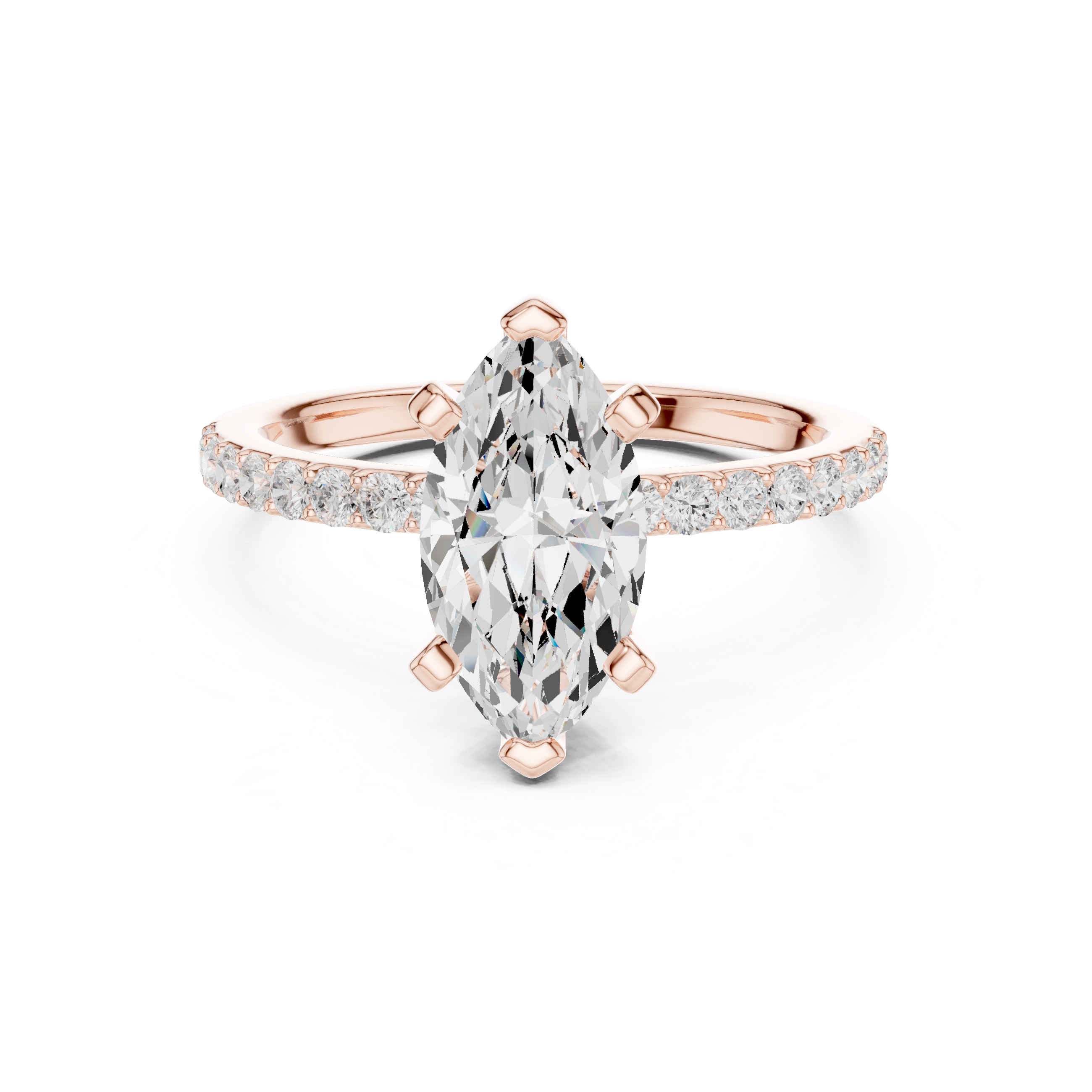 Elegant Marquise-Cut Pavé Solitaire Ring