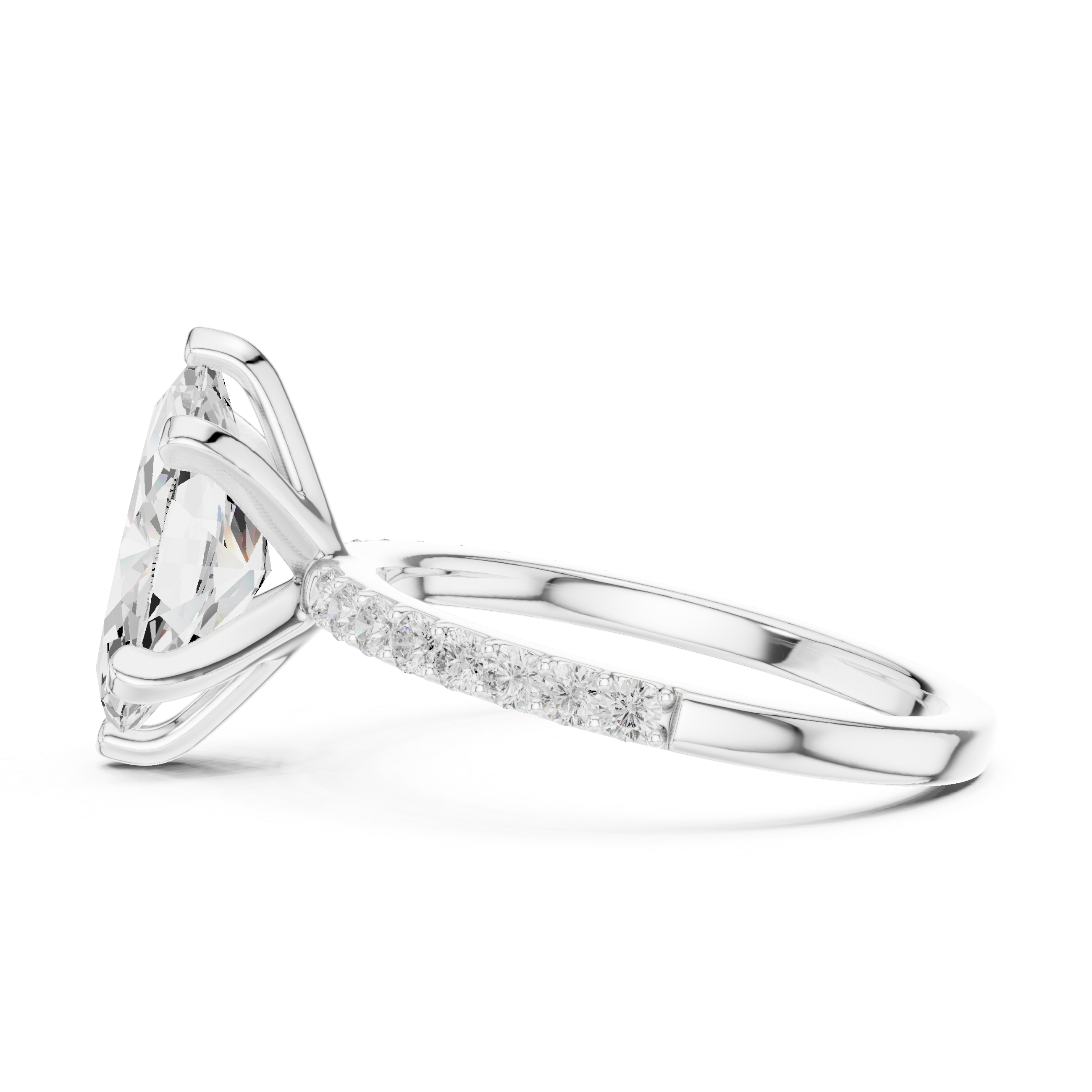 Elegant Marquise-Cut Pavé Solitaire Ring