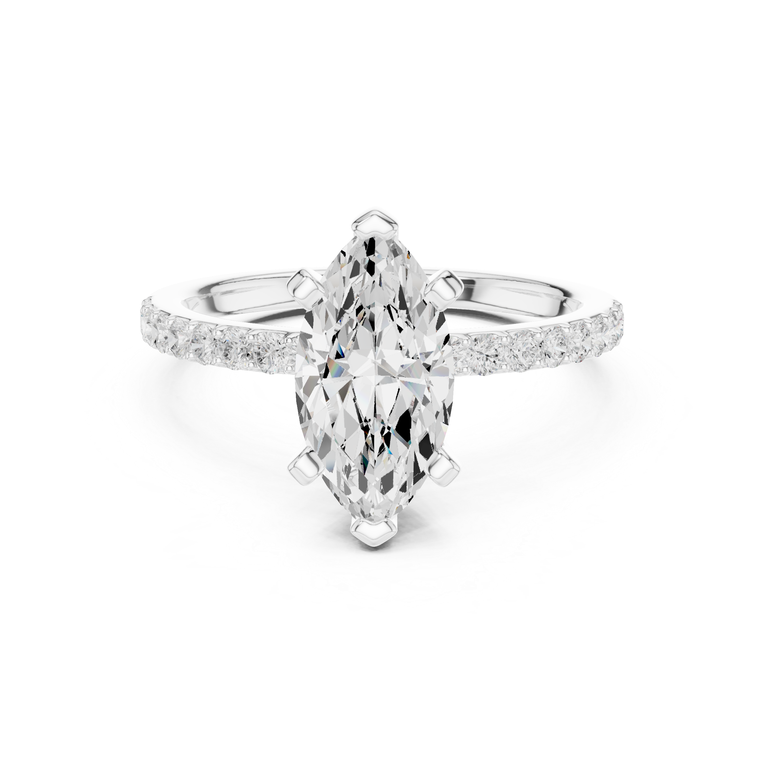 Elegant Marquise-Cut Pavé Solitaire Ring