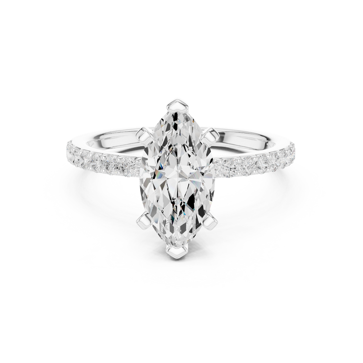 Elegant Marquise-Cut Pavé Solitaire Ring