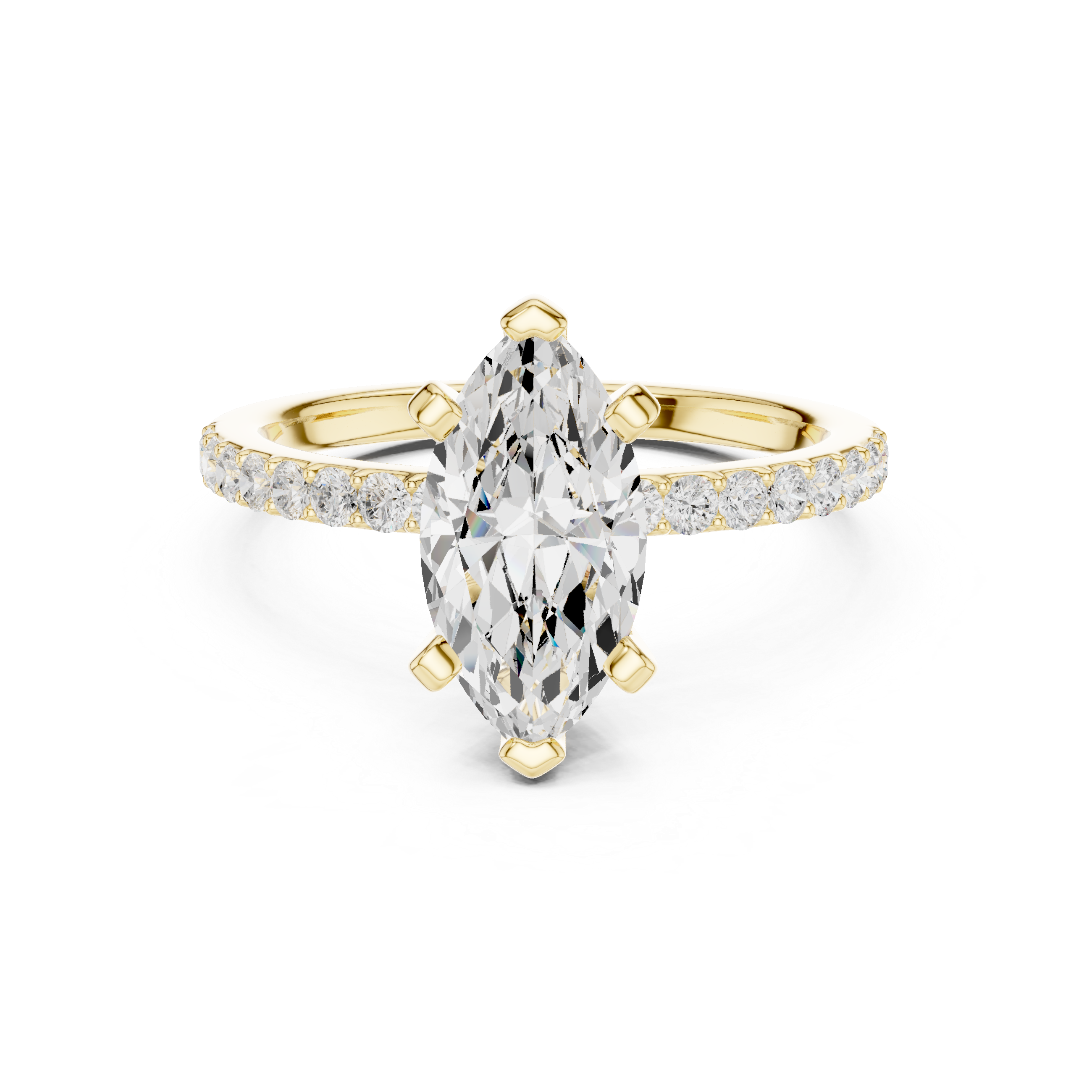 Elegant Marquise-Cut Pavé Solitaire Ring