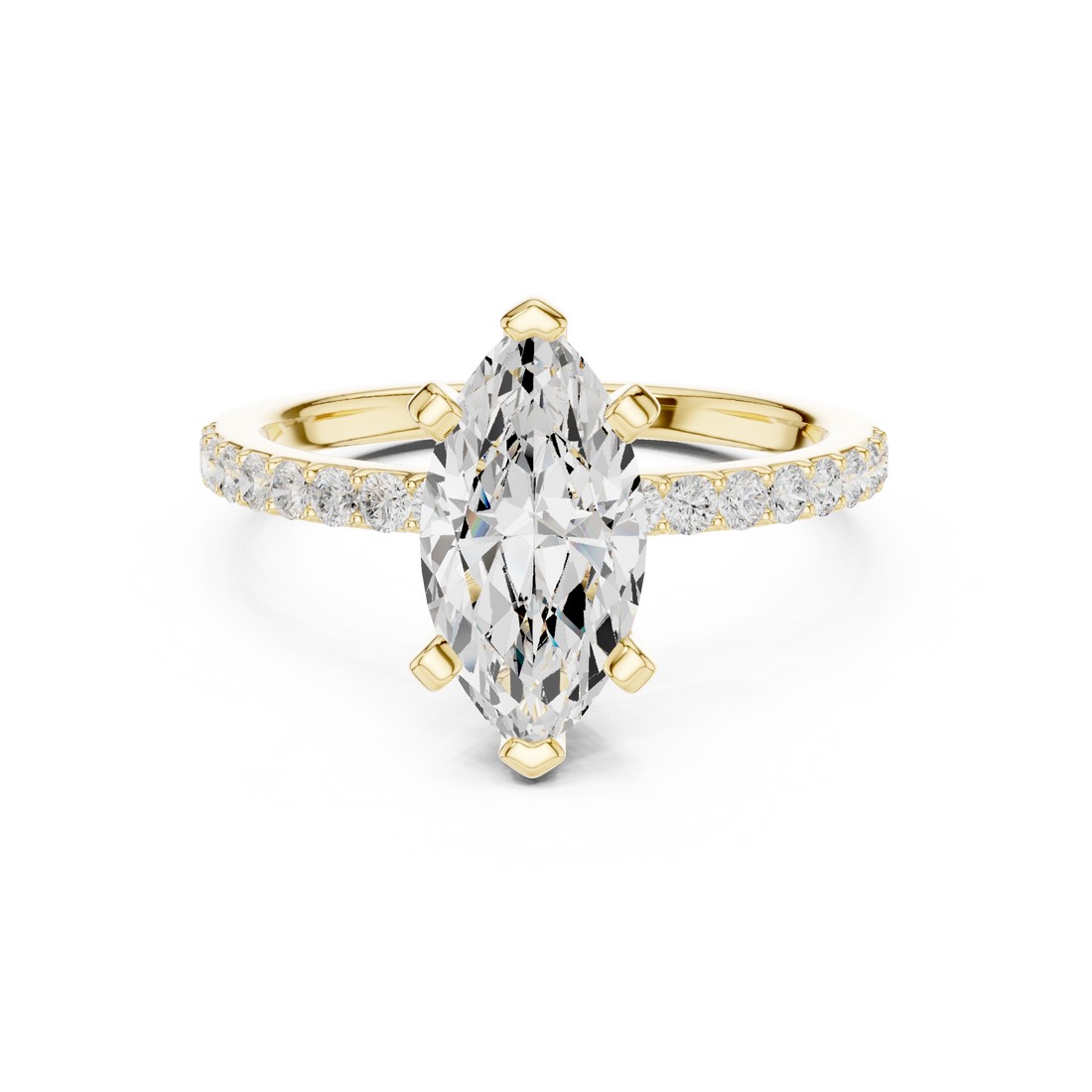 Elegant Marquise-Cut Pavé Solitaire Ring