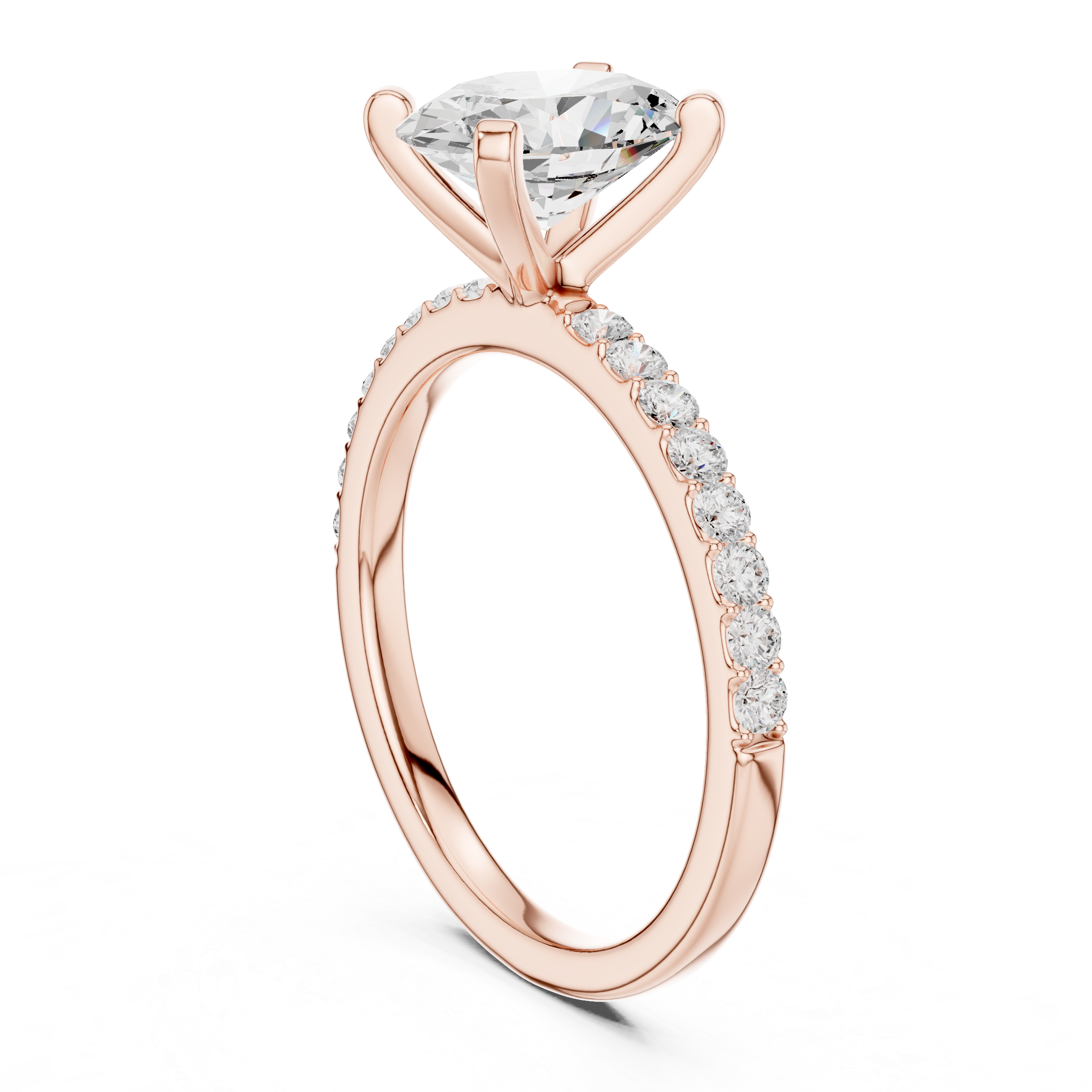 Classic Oval-Cut Pavé Solitaire Ring