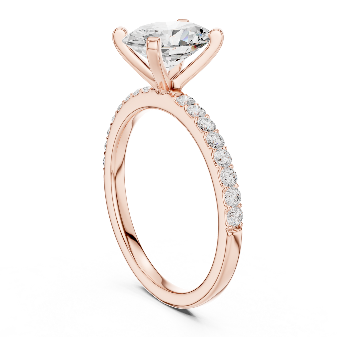 Classic Oval-Cut Pavé Solitaire Ring