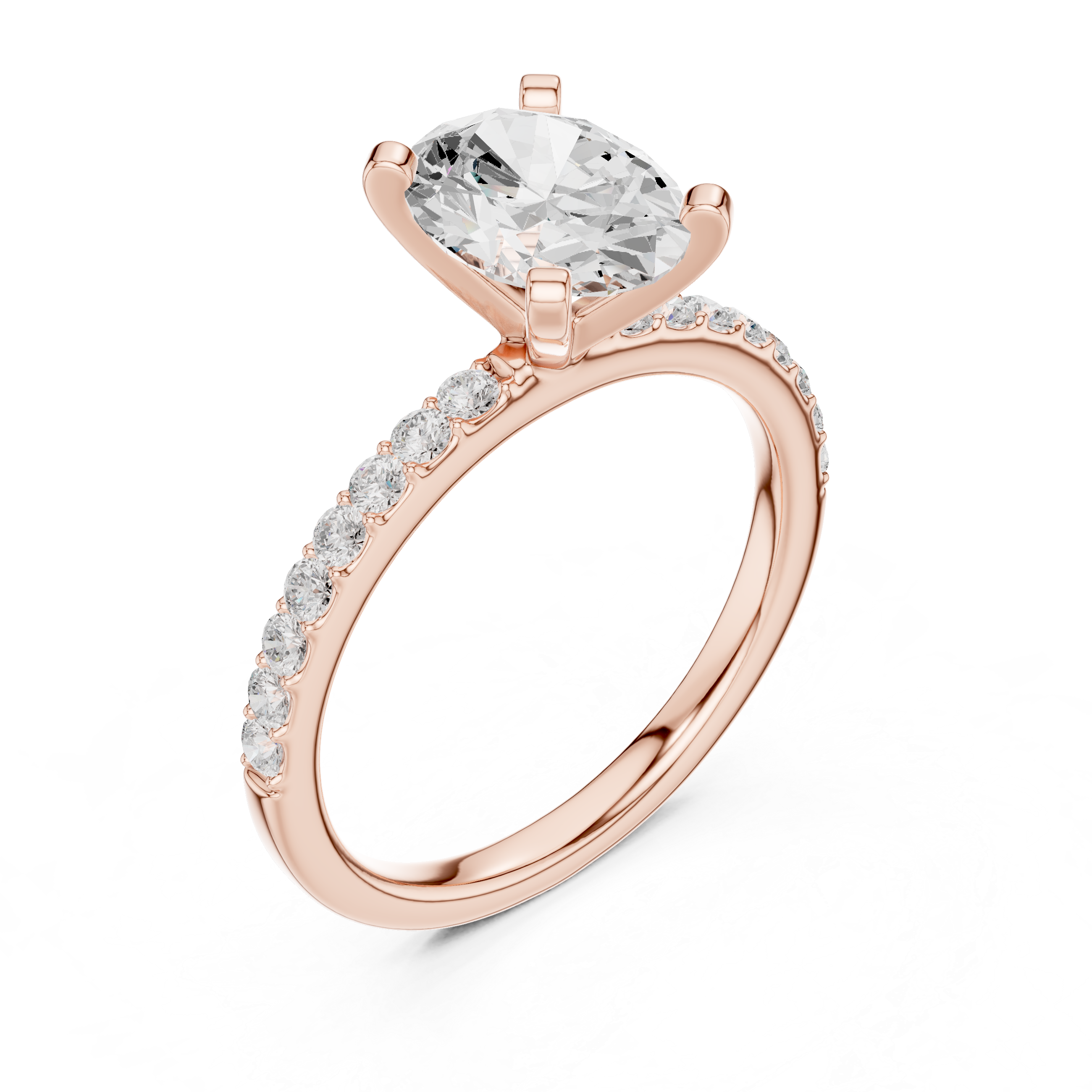 Classic Oval-Cut Pavé Solitaire Ring