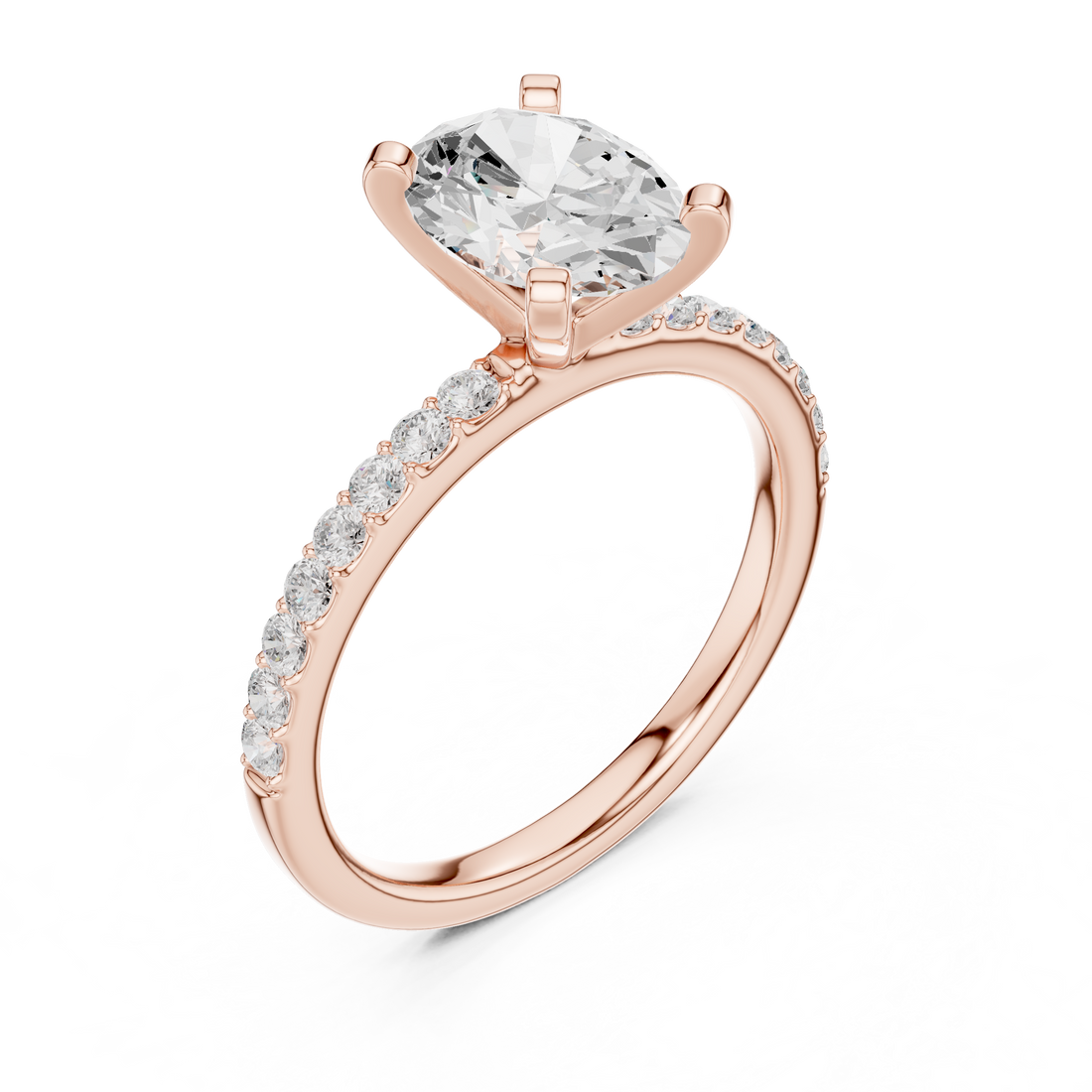 Classic Oval-Cut Pavé Solitaire Ring