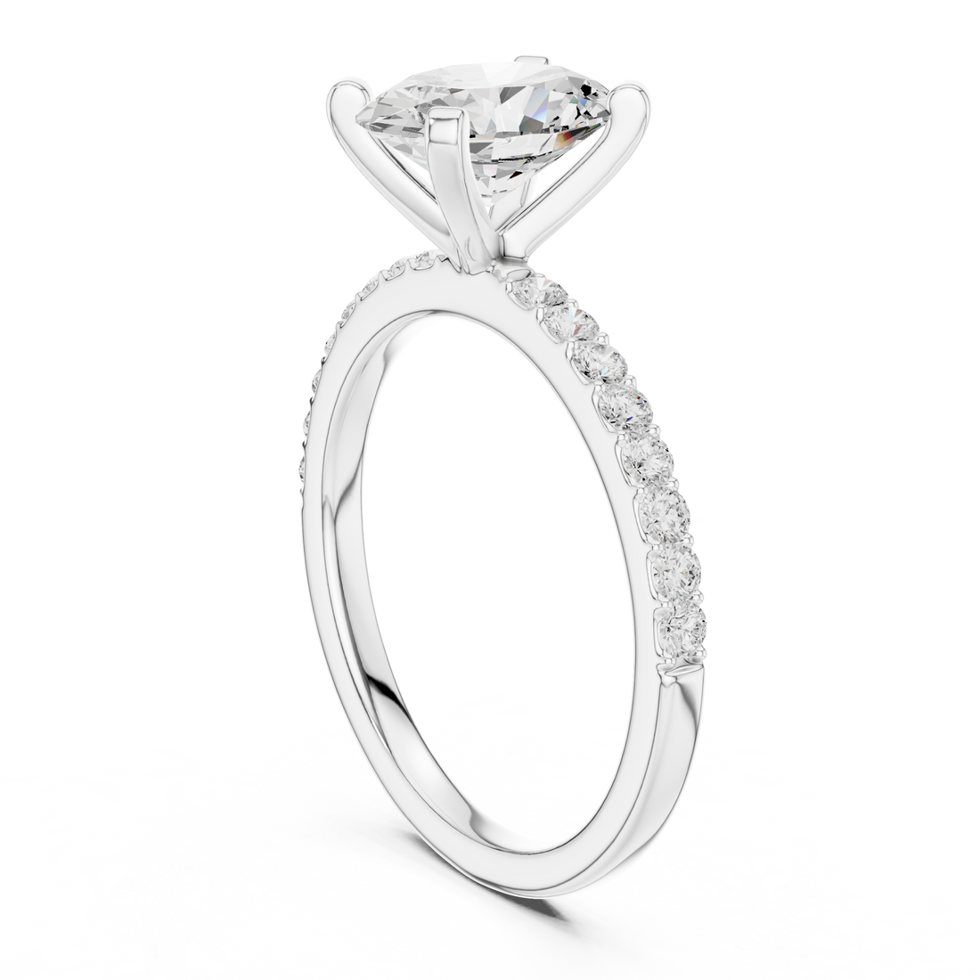 Classic Oval-Cut Pavé Solitaire Ring